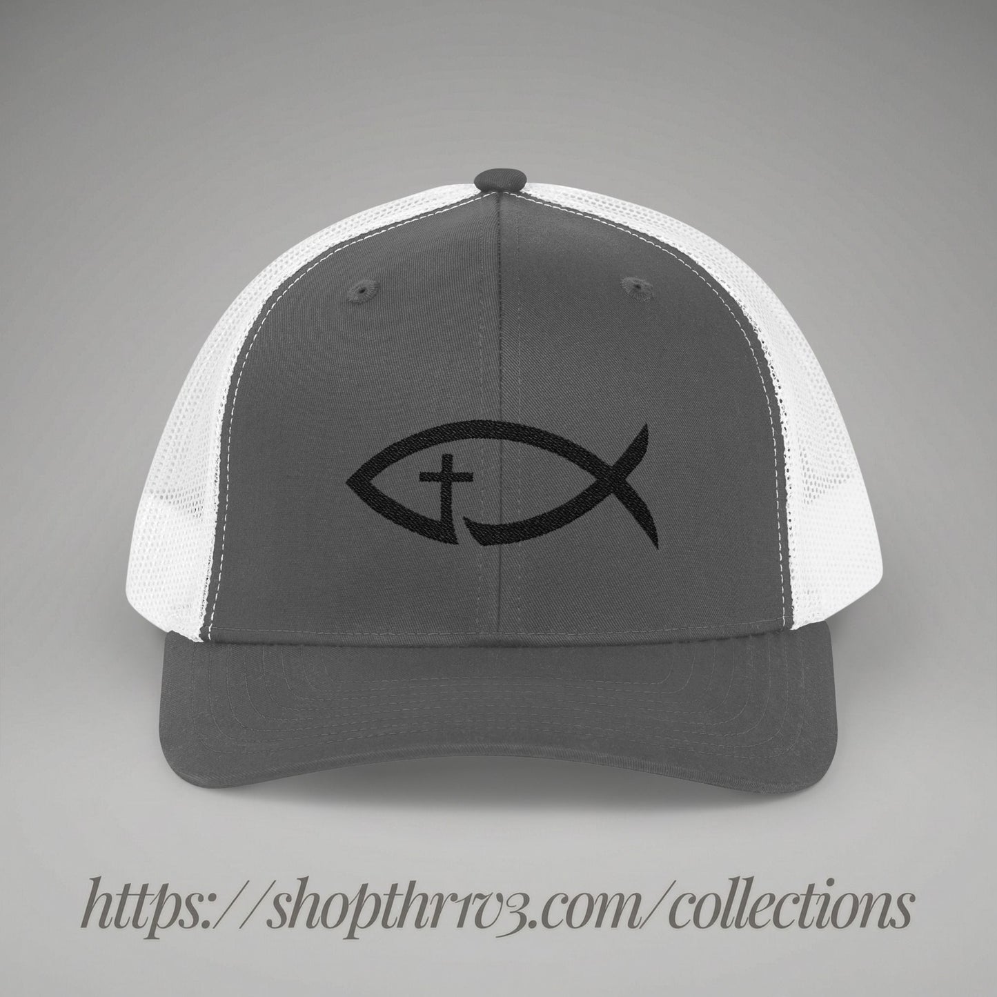 Embroidered Christian Fish Snapback Trucker Cap