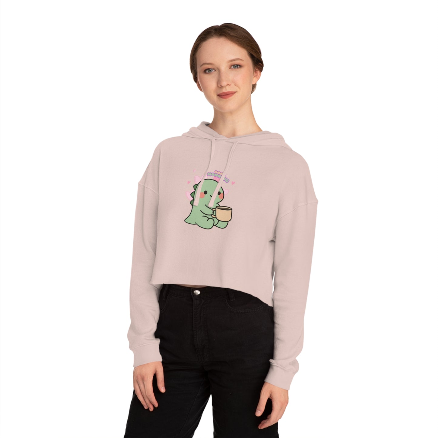 Trendy Dino Good Morning Cropped Hoodie