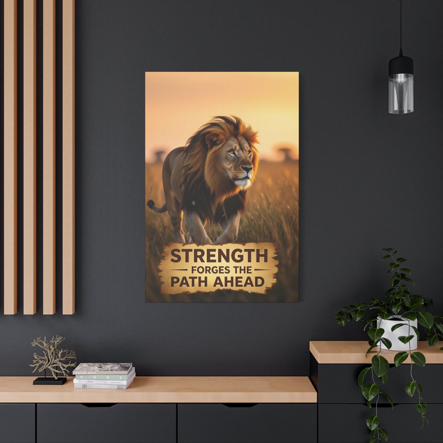 Inspirational Lion Canvas Print, Strength Motivational Wall Art, Home Decor, Lion Artwork, Gift for Nature Lovers, Leadership Inspiration