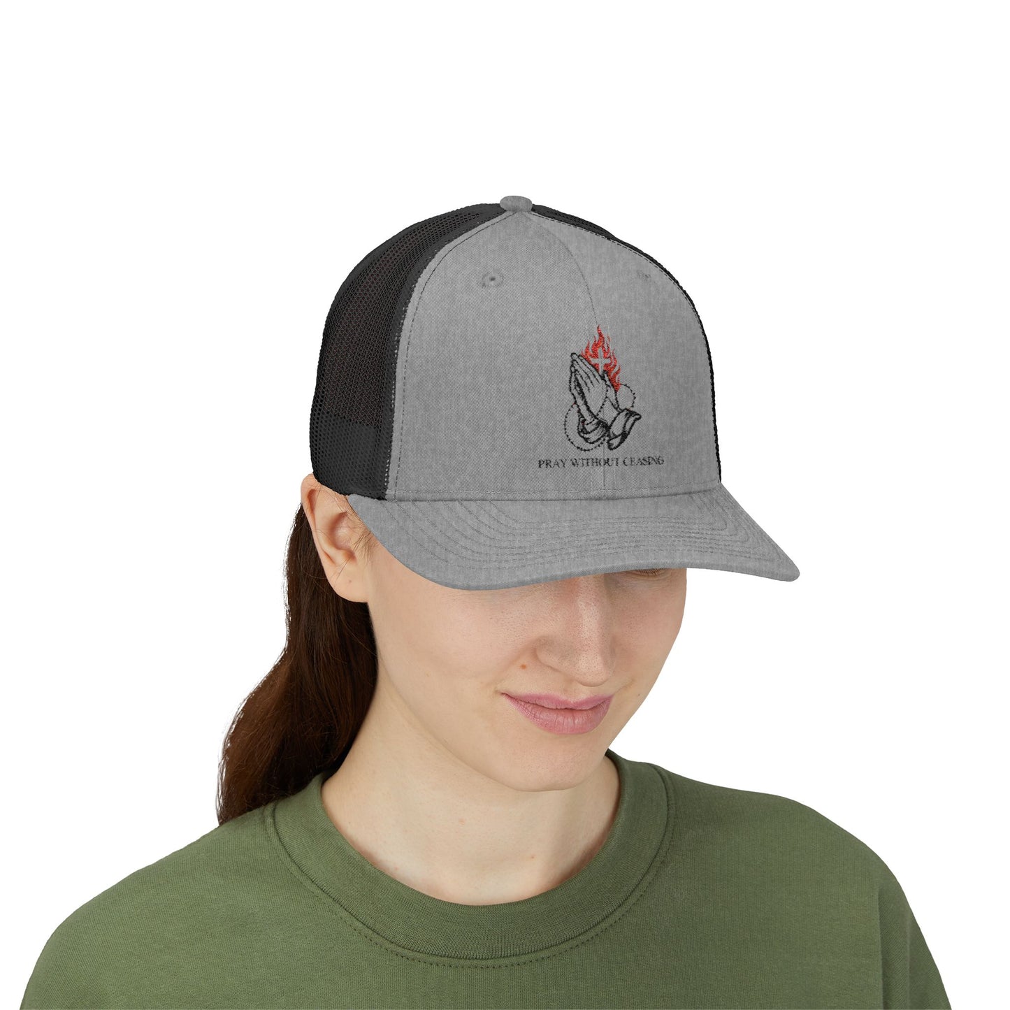 Praying Hands Trucker Cap — Faith-Inspired Snapback Hat