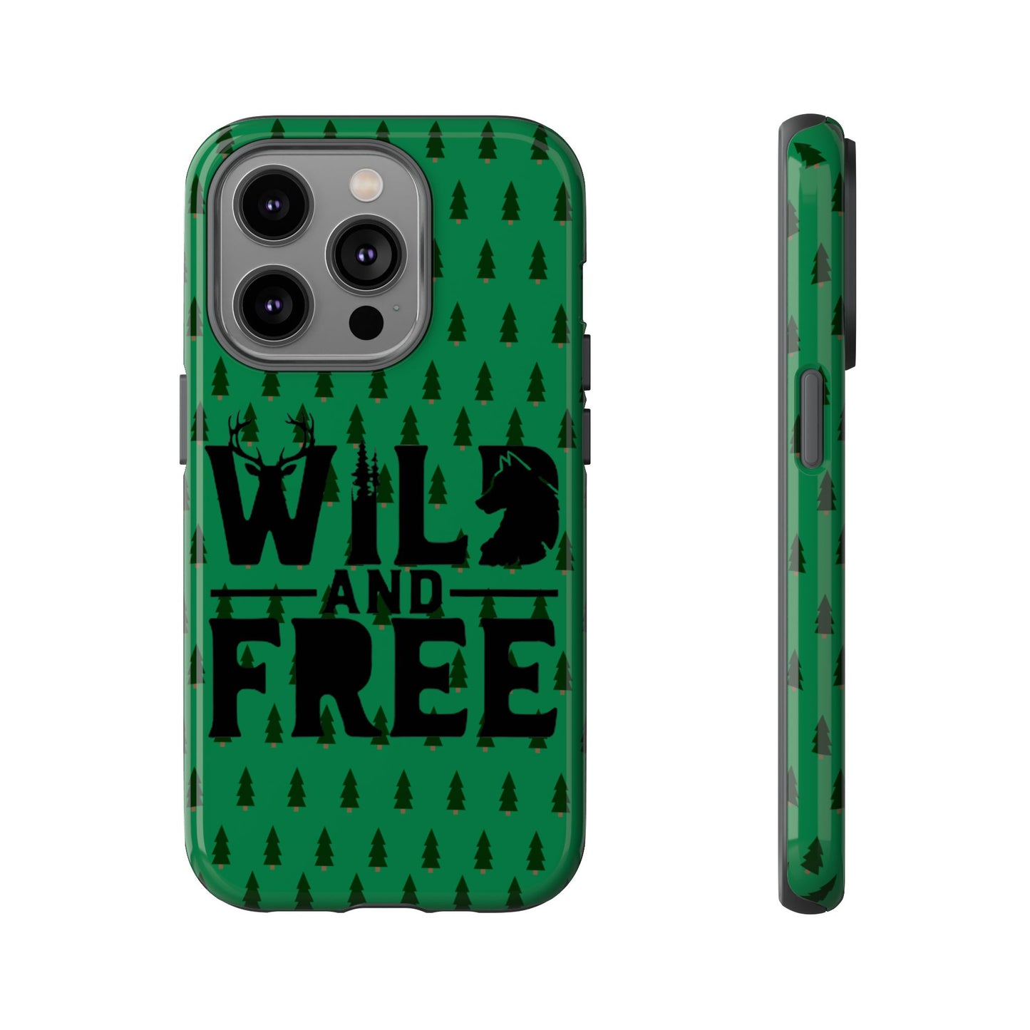 Wild and Free Bear Graphic Phone Case | Forest Pattern iPhone Case