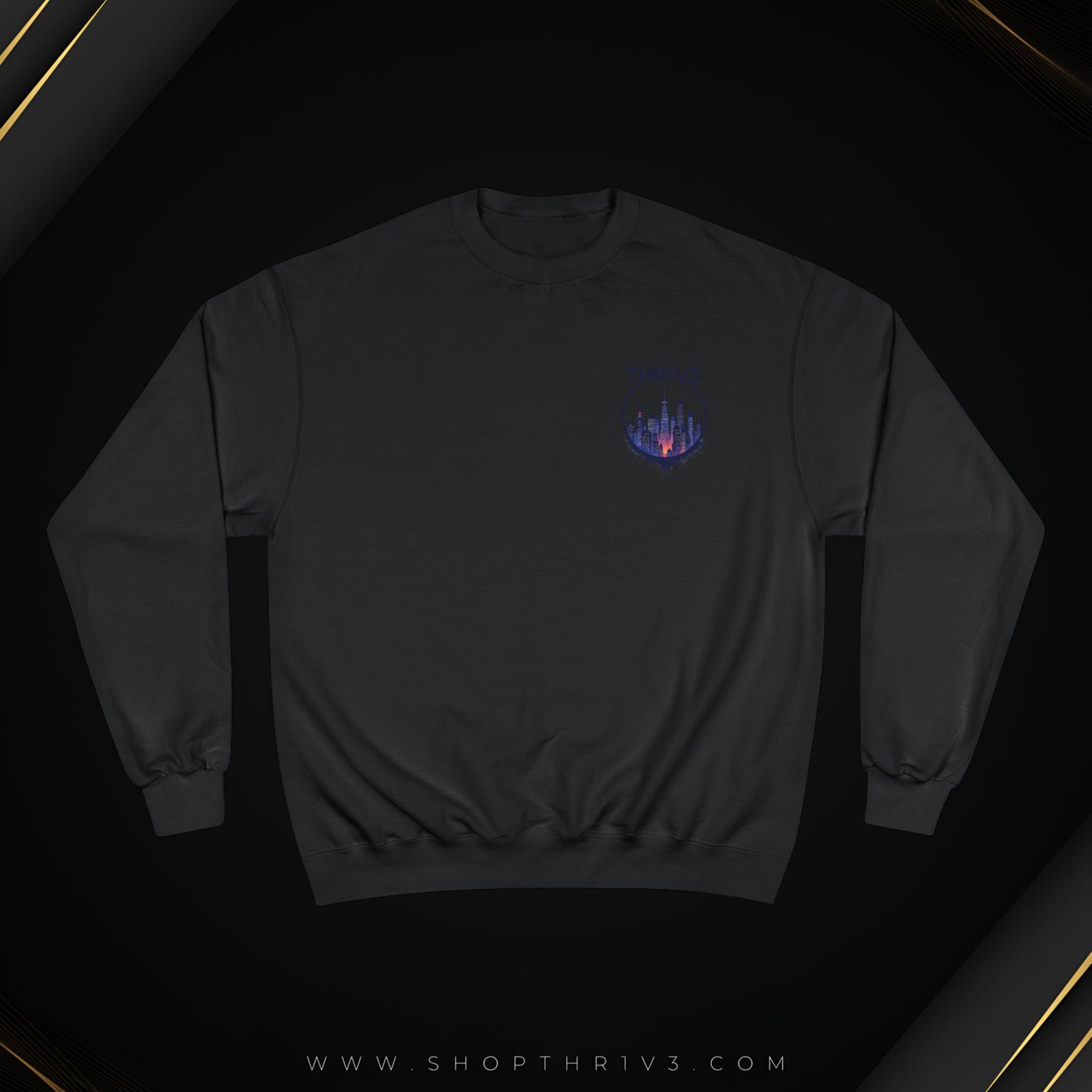 Urban Skyline Champion Sweatshirt - Cozy Fashion, Gift for City Lovers, Casual Wear, Nighttime Aesthetic, Unique Design