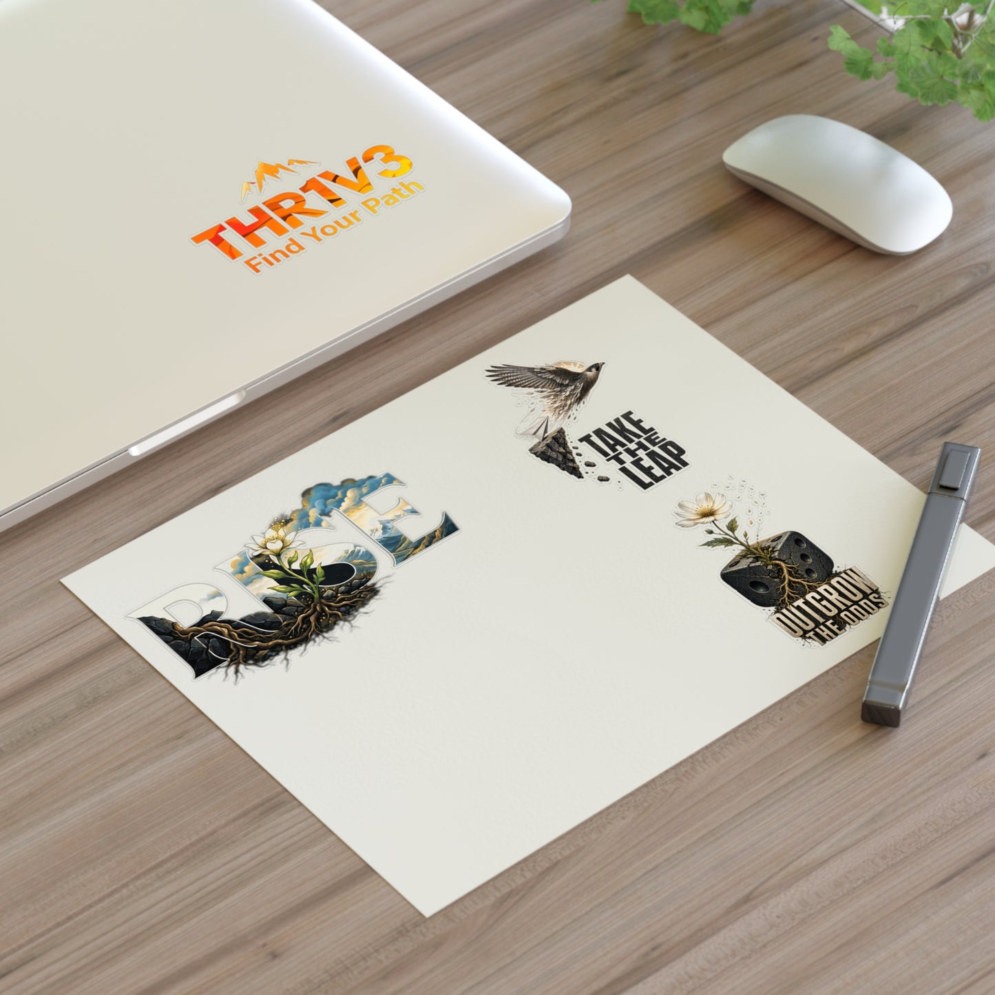 THR1V3 Motivational Sticker Sheet — Mountain & Growth Stickers