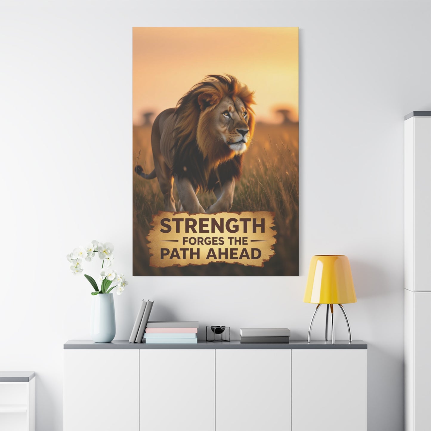 Inspirational Lion Canvas Print, Strength Motivational Wall Art, Home Decor, Lion Artwork, Gift for Nature Lovers, Leadership Inspiration