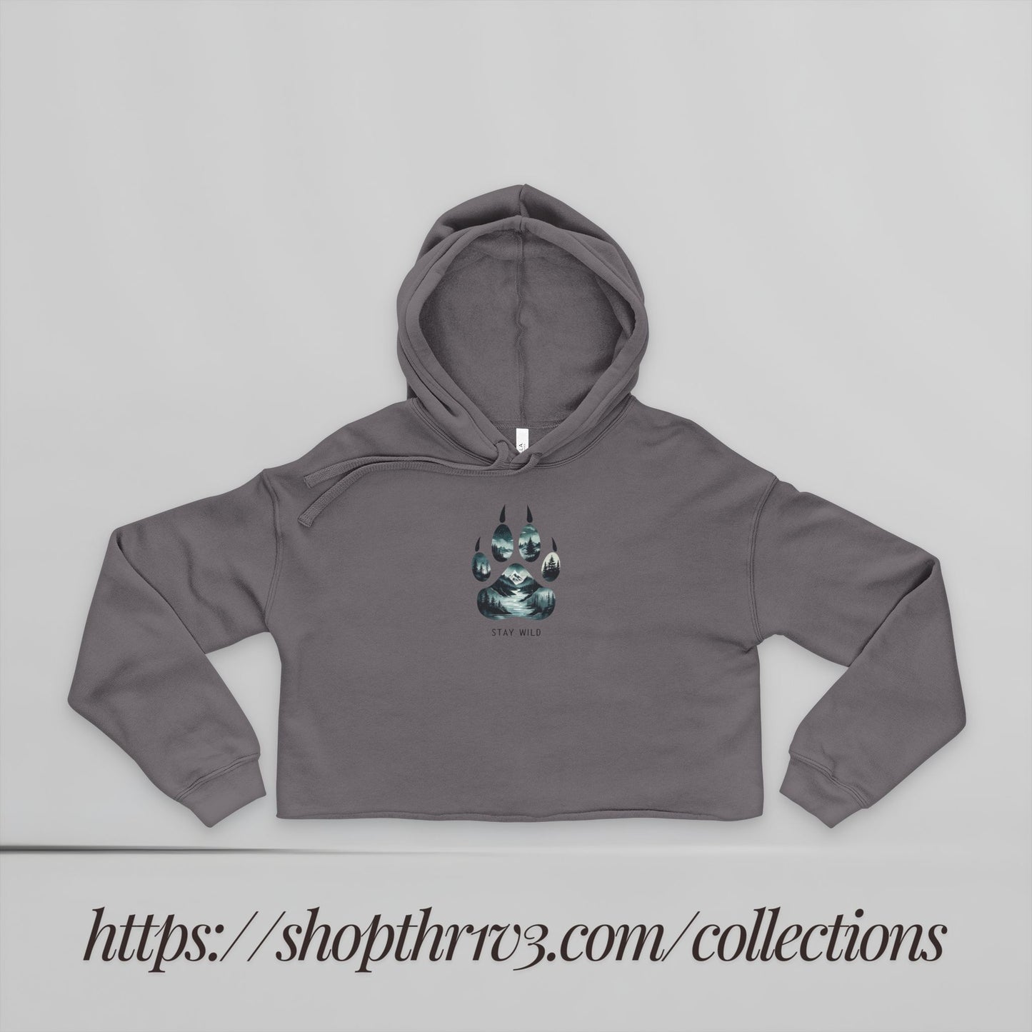 Women's Cropped Hoodie — Glowing Wolf Paw Graphic