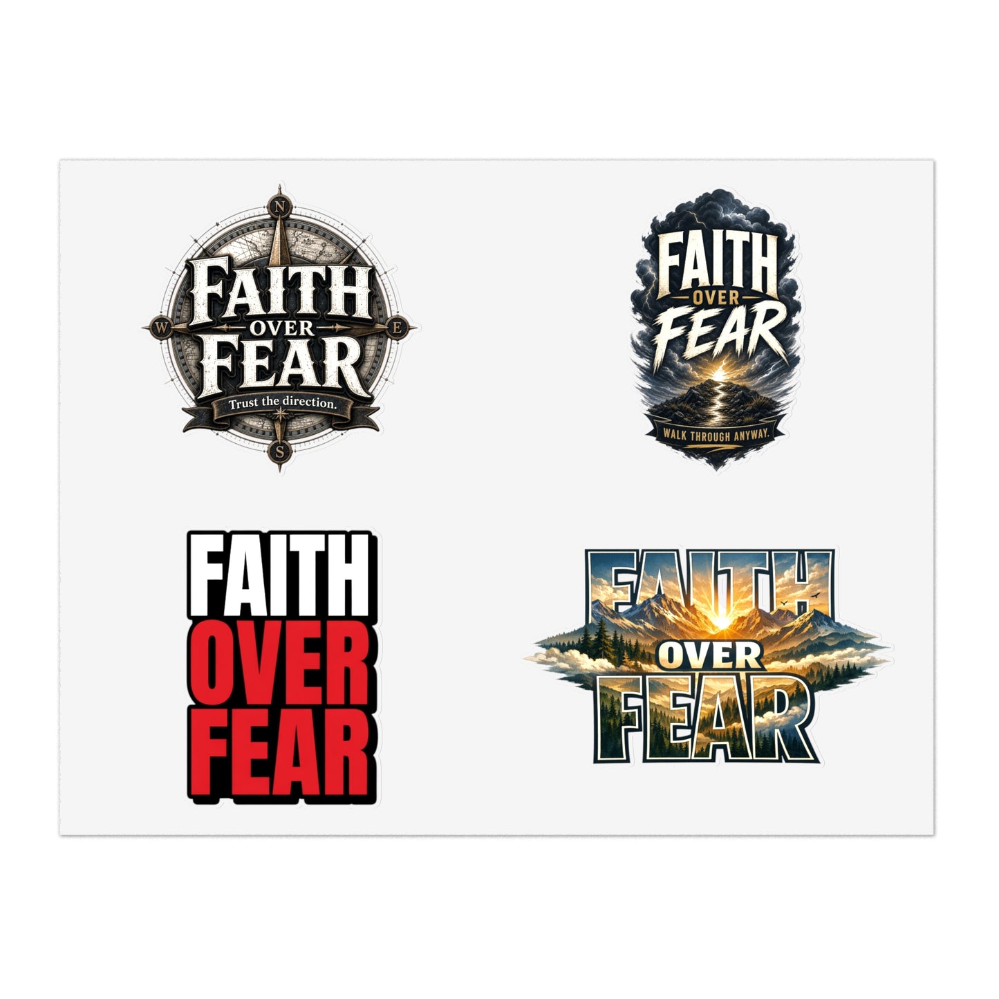 Faith Over Fear Sticker Sheet — Inspirational Christian Stickers for Journals, Water Bottles & Gifts