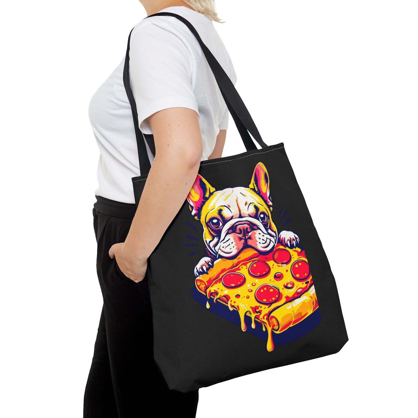 Funny French Bulldog Pizza Tote Bag - Perfect for Dog Lovers & Foodies