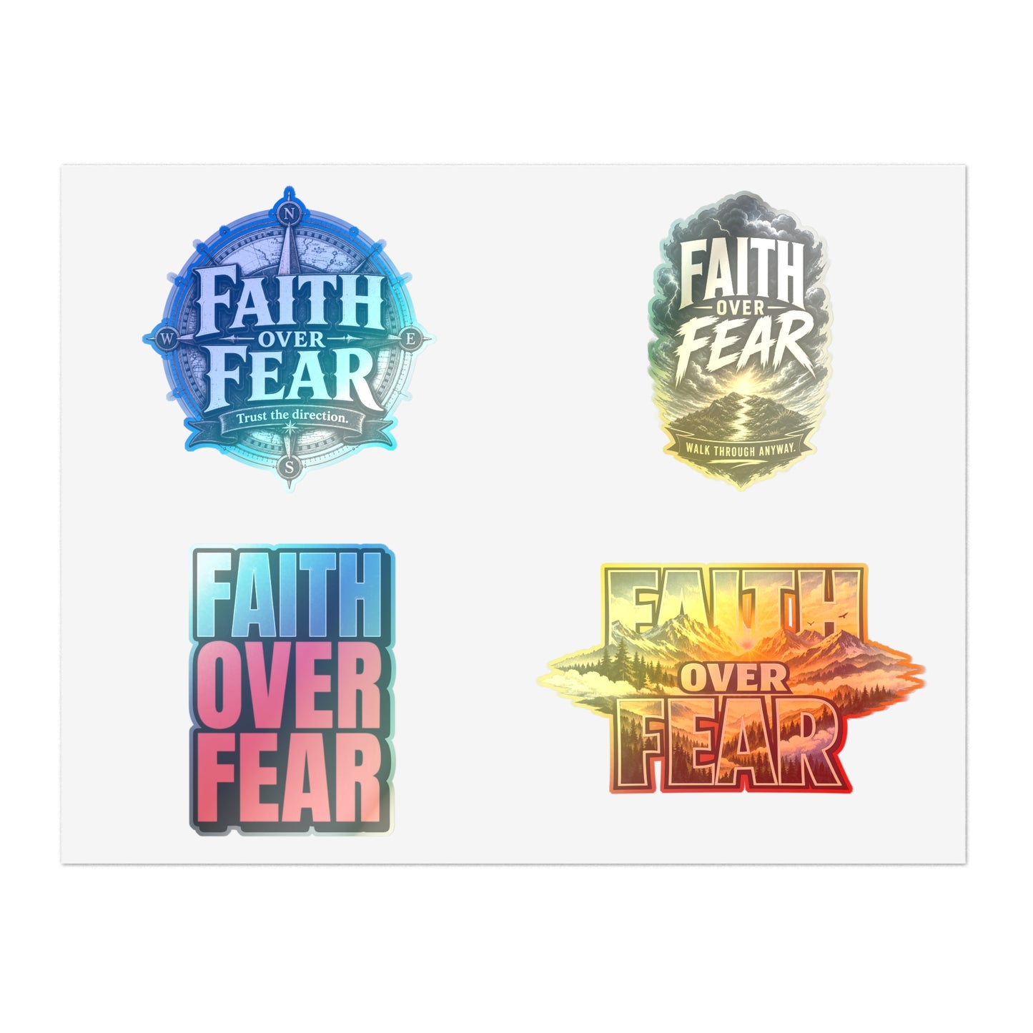 Faith Over Fear Sticker Sheet — Inspirational Christian Stickers for Journals, Water Bottles & Gifts