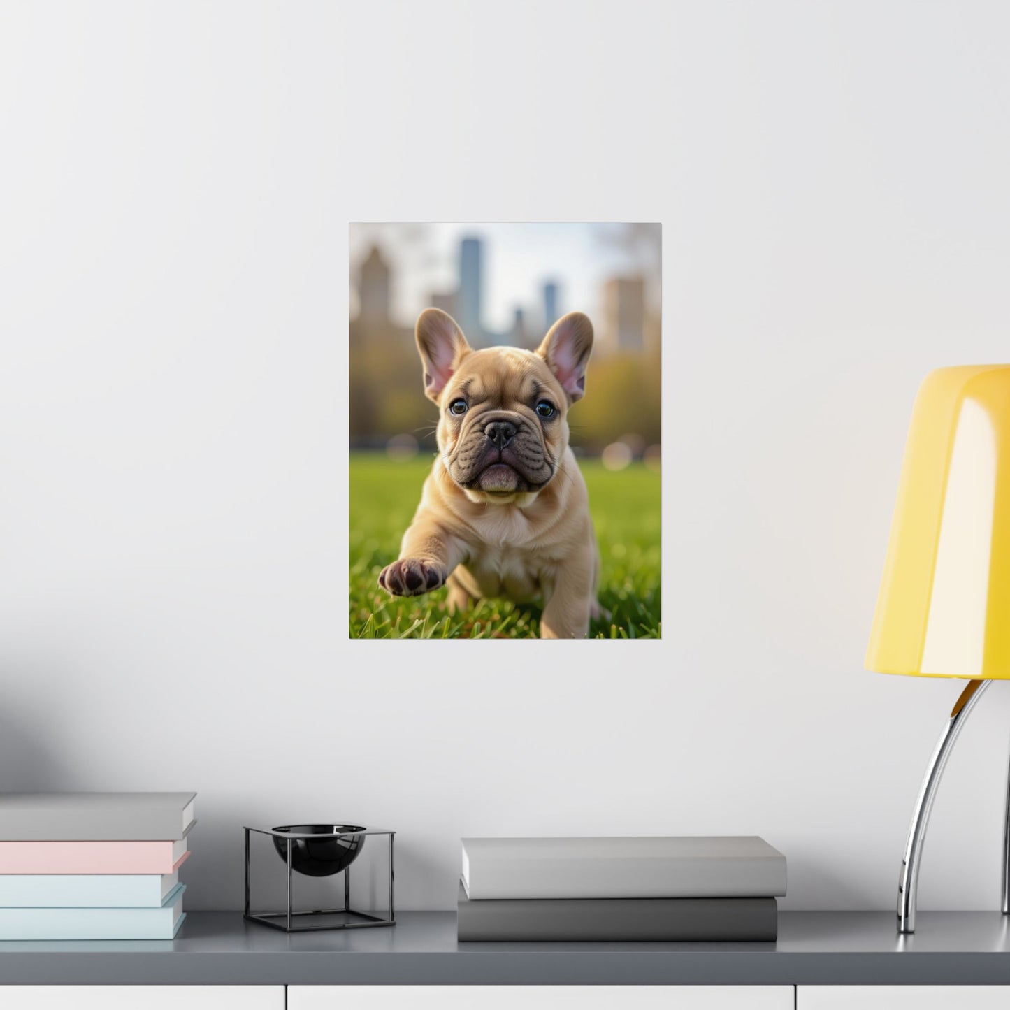 Vertical Poster - Cute Frenchie French Bulldog Running in the Park