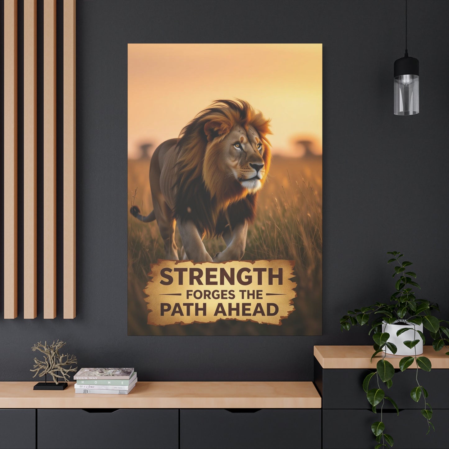 Inspirational Lion Canvas Print, Strength Motivational Wall Art, Home Decor, Lion Artwork, Gift for Nature Lovers, Leadership Inspiration