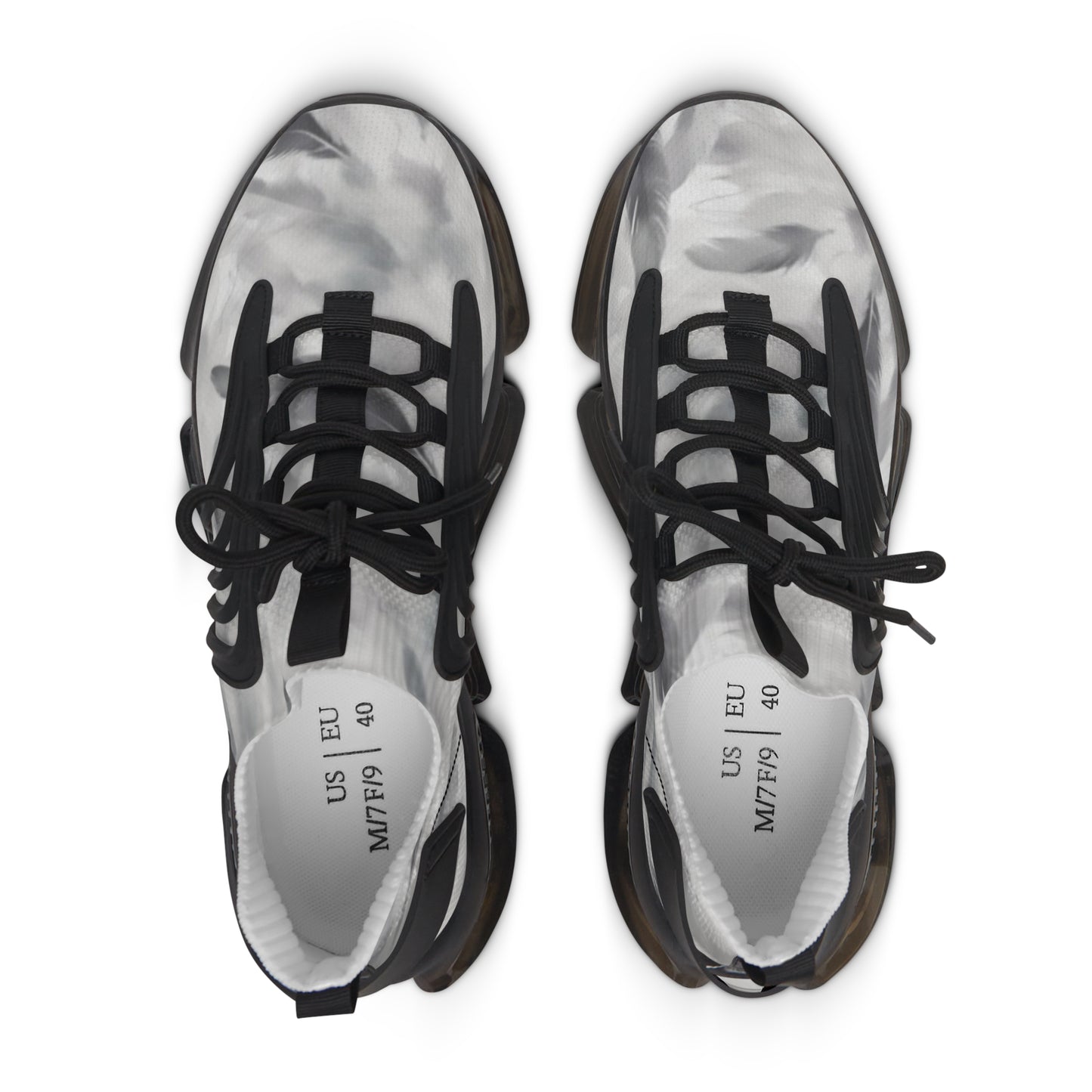 Sport Sneakers Feathered Design, Greyscale