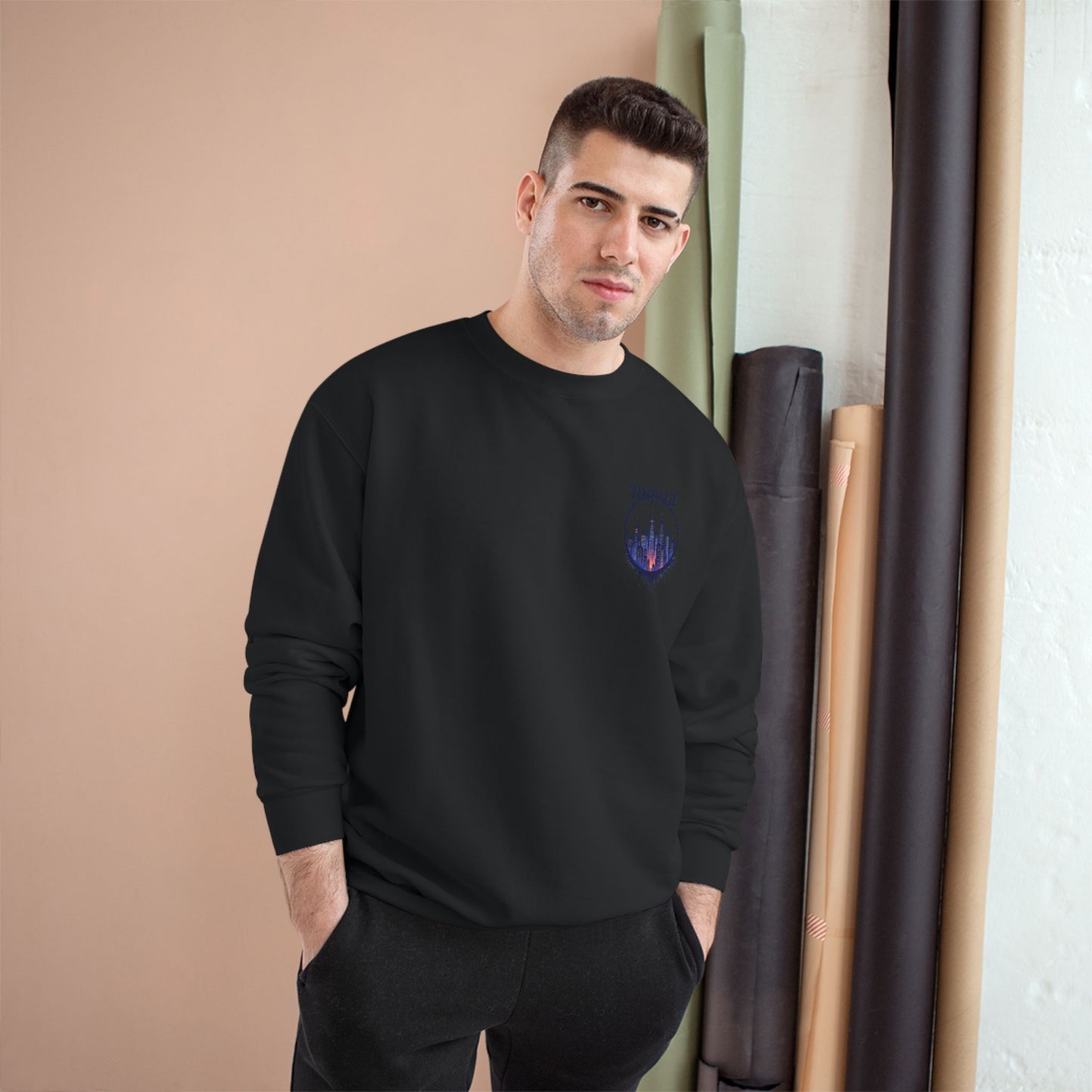 Urban Skyline Champion Sweatshirt - Cozy Fashion, Gift for City Lovers, Casual Wear, Nighttime Aesthetic, Unique Design