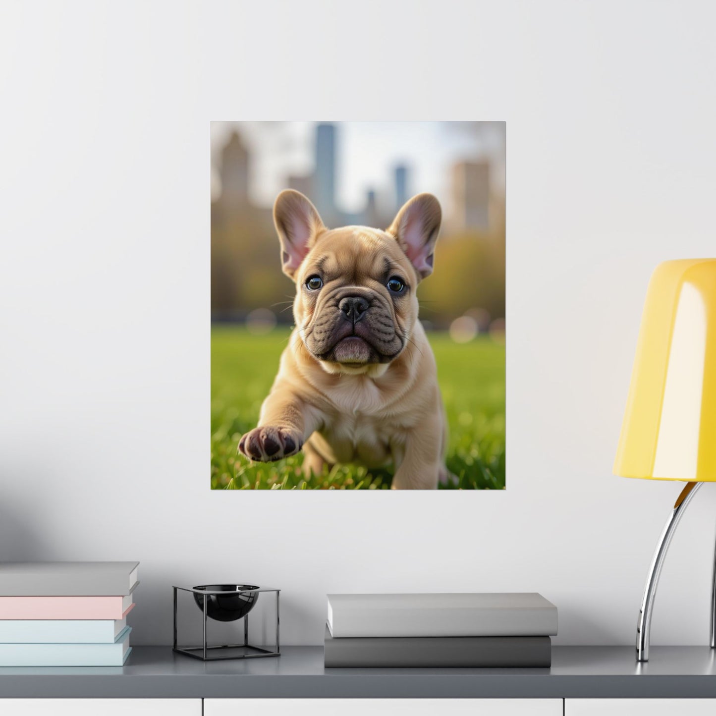 Vertical Poster - Cute Frenchie French Bulldog Running in the Park