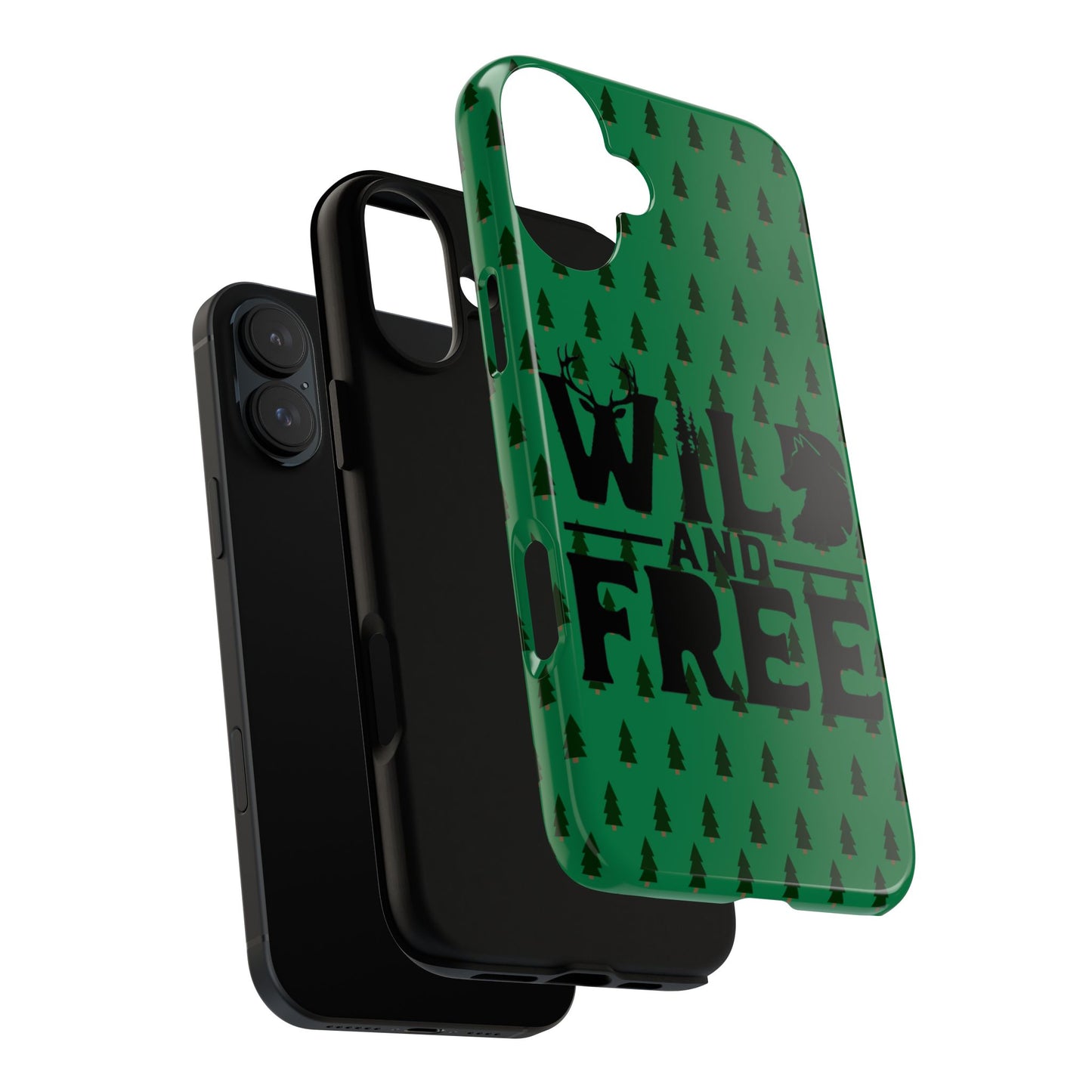 Wild and Free Bear Graphic Phone Case | Forest Pattern iPhone Case