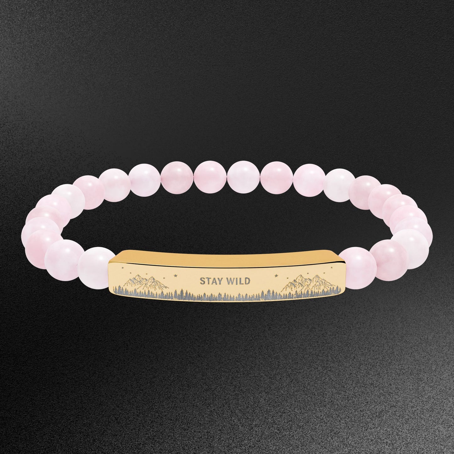 Engravable Natural Stone Bead Bracelet — Stretch Bar Bracelet