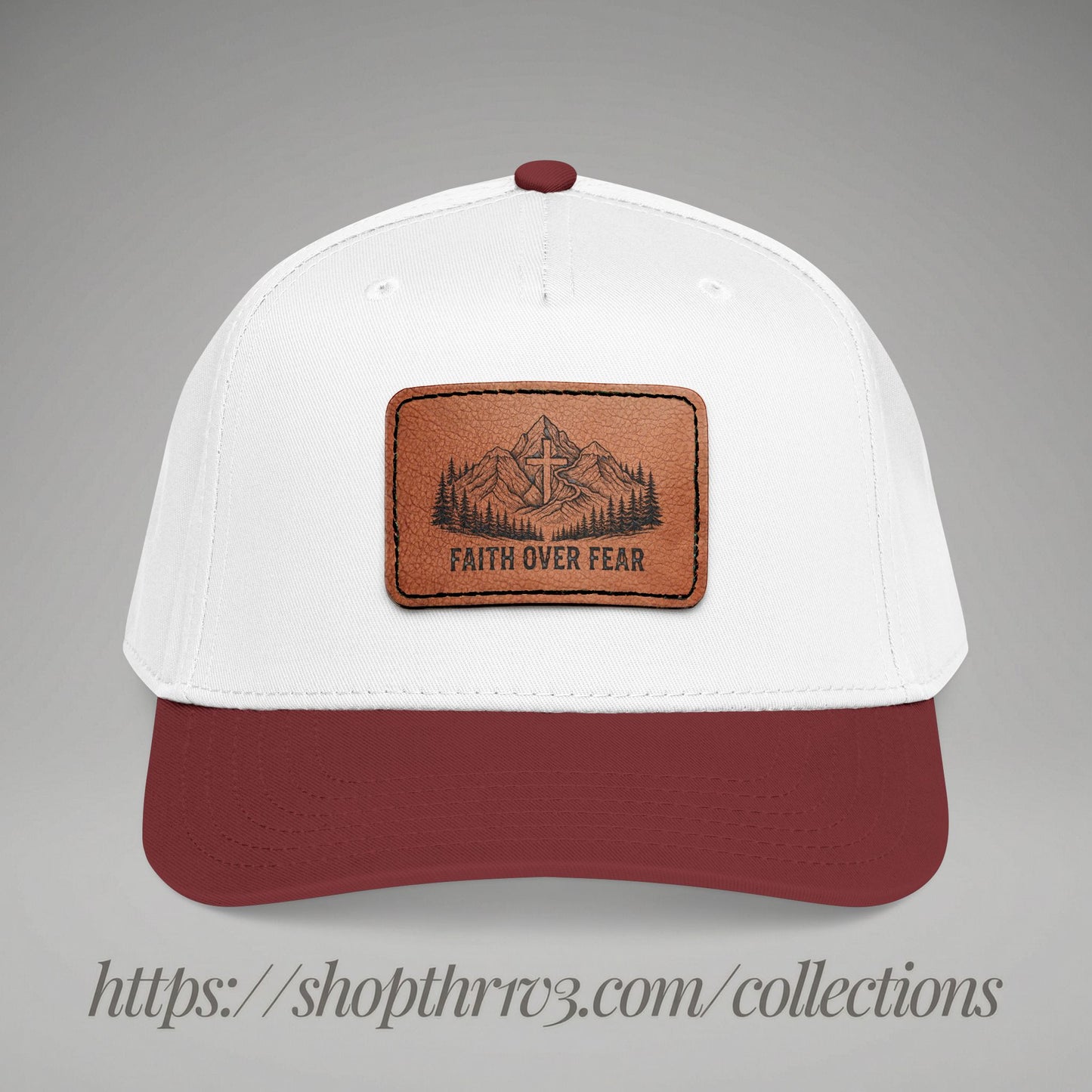 Faith Over Fear Leather Patch Baseball Cap