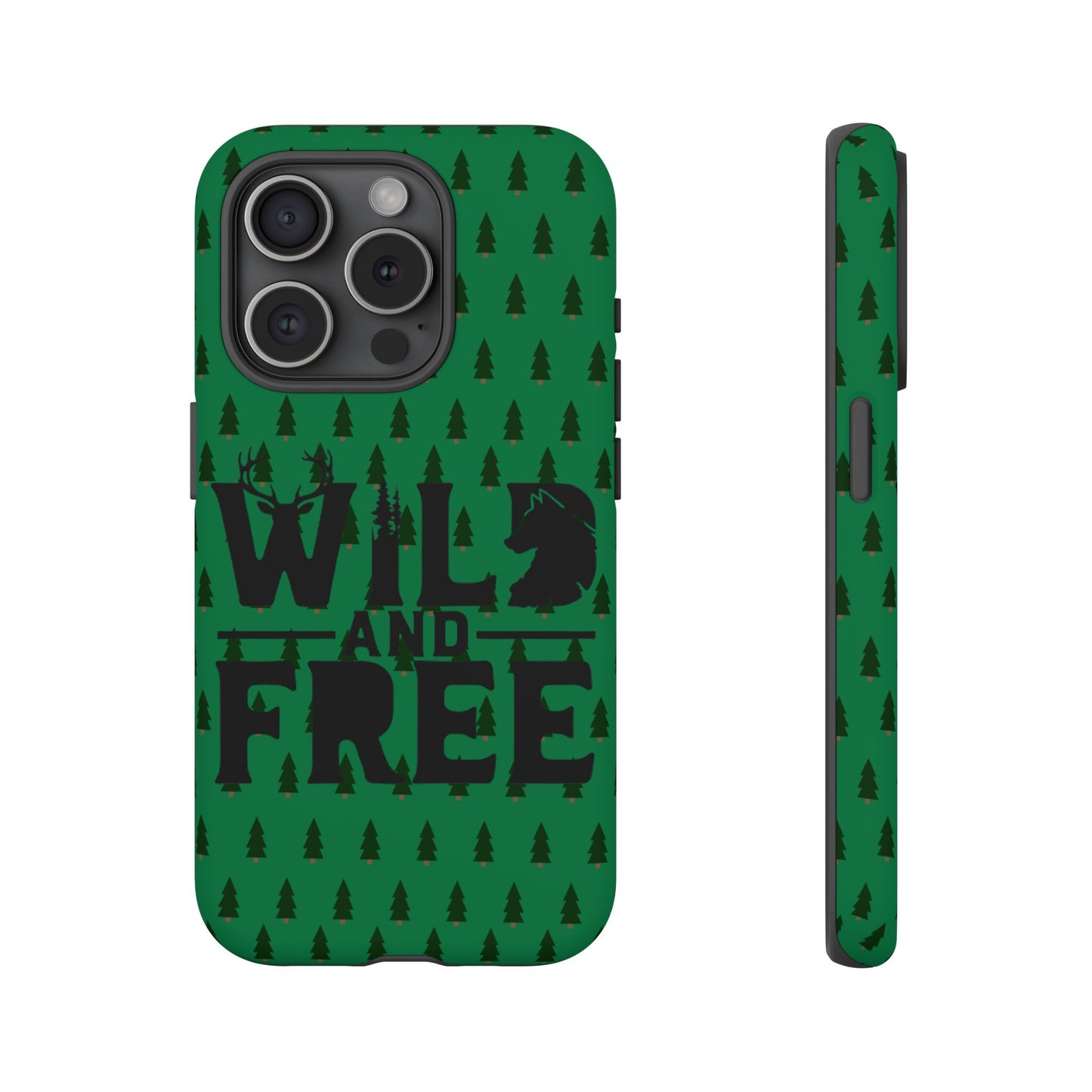 Wild and Free Bear Graphic Phone Case | Forest Pattern iPhone Case