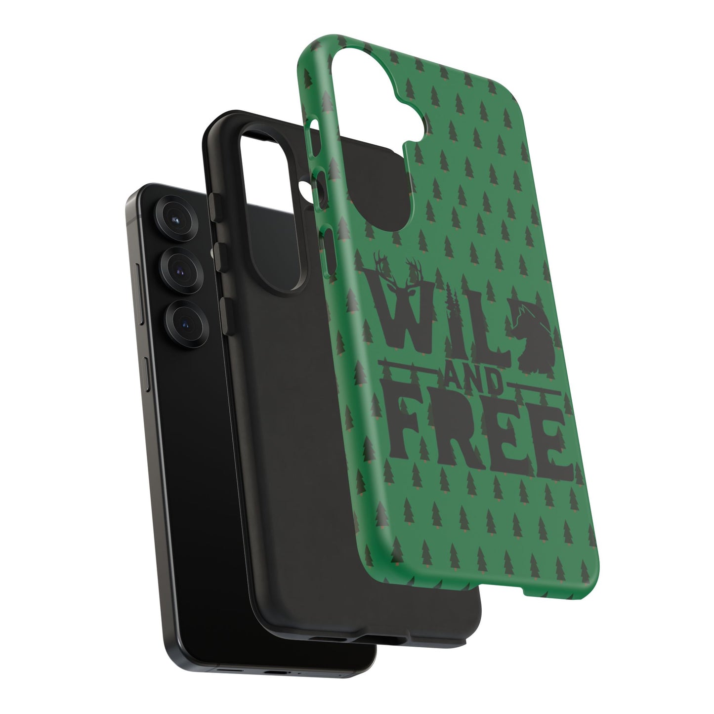 Wild and Free Bear Graphic Phone Case | Forest Pattern iPhone Case