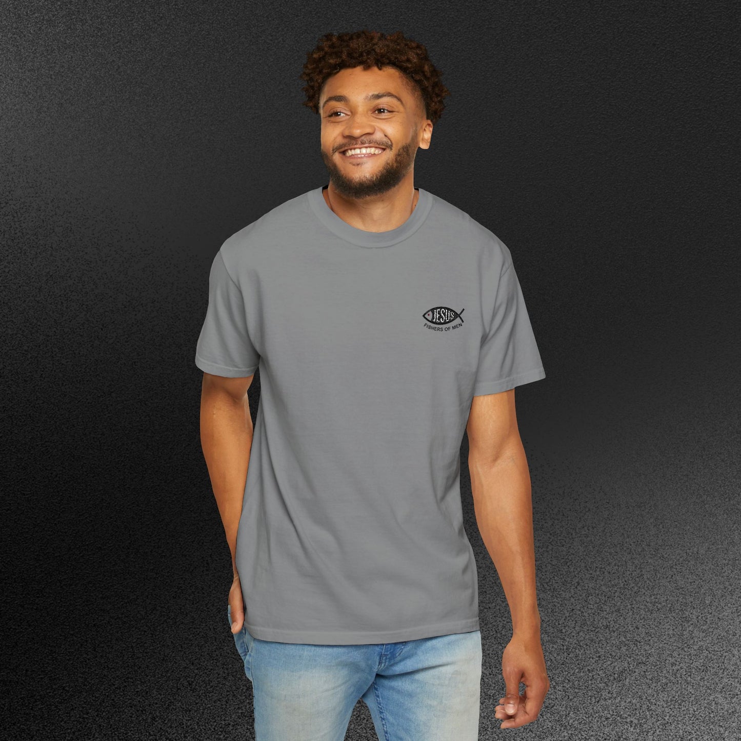Embroidered Ichthys Jesus Fish T-Shirt with Fishers of Men | Christian Faith Symbol Unisex Tee