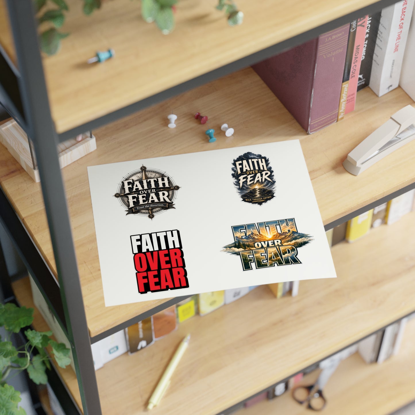 Faith Over Fear Sticker Sheet — Inspirational Christian Stickers for Journals, Water Bottles & Gifts