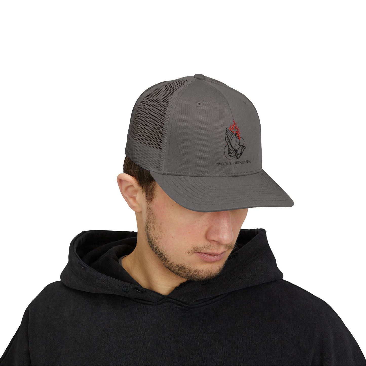 Praying Hands Trucker Cap — Faith-Inspired Snapback Hat