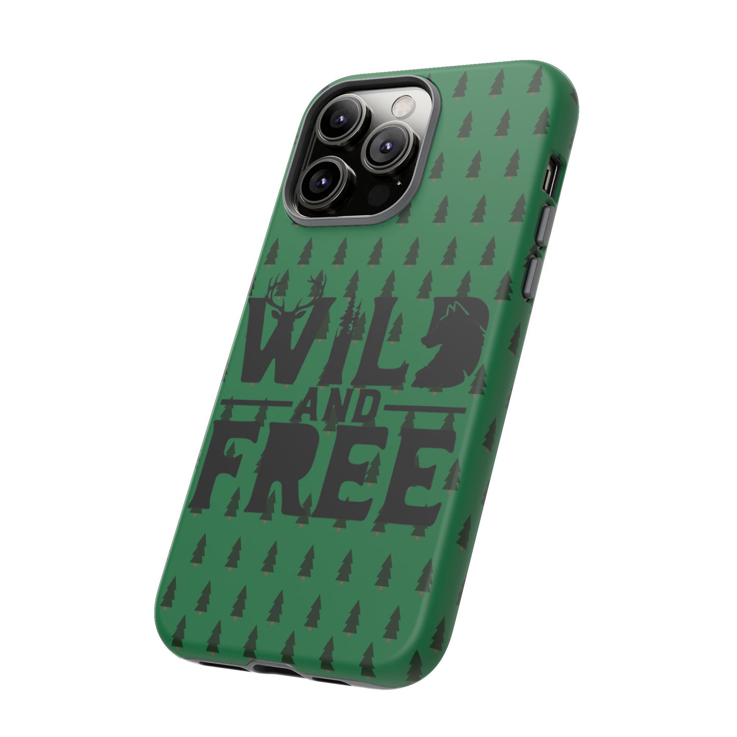 Wild and Free Bear Graphic Phone Case | Forest Pattern iPhone Case