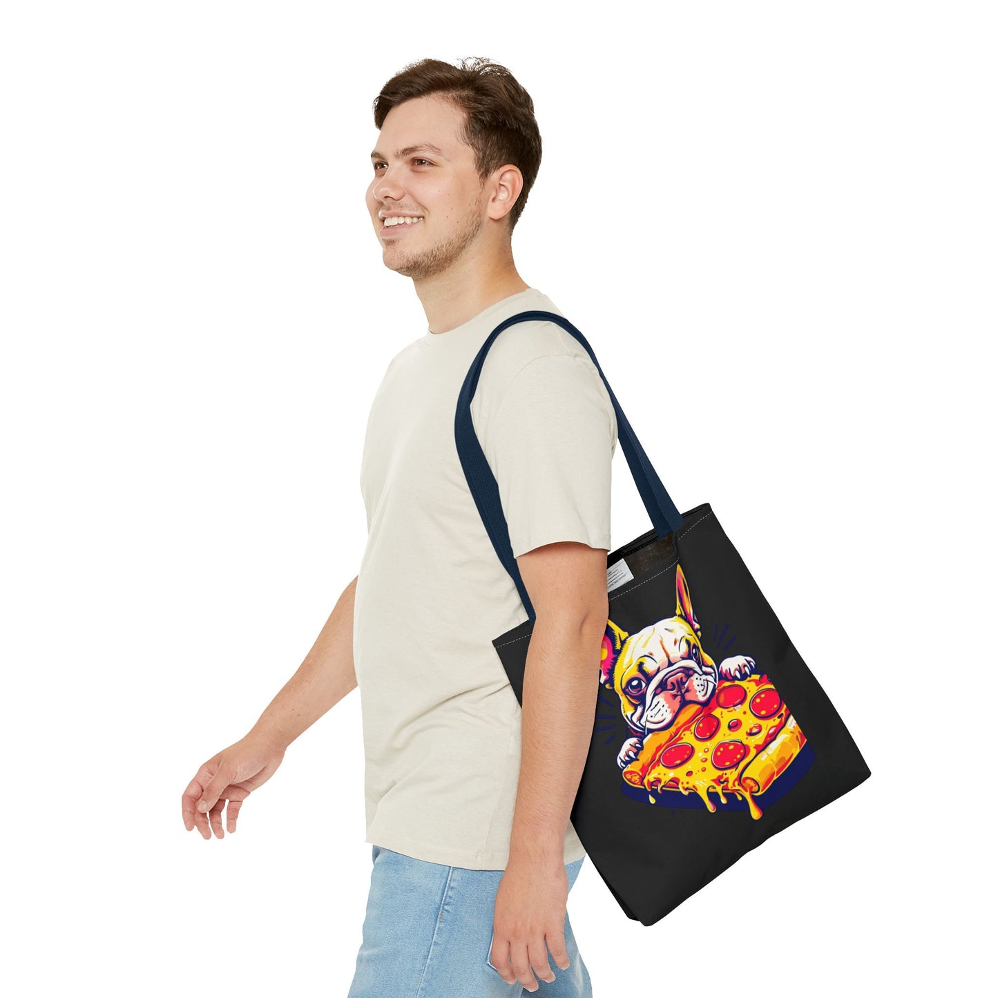 Funny French Bulldog Pizza Tote Bag - Perfect for Dog Lovers & Foodies