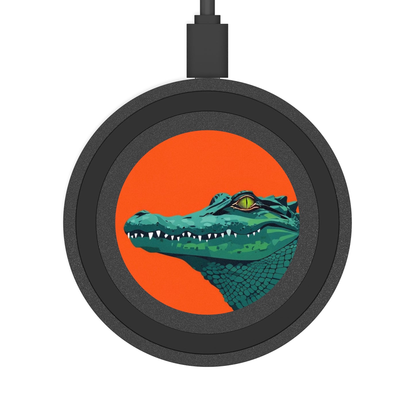 Wireless Charging Pad - Bright Orange Background with Alligator Head Design