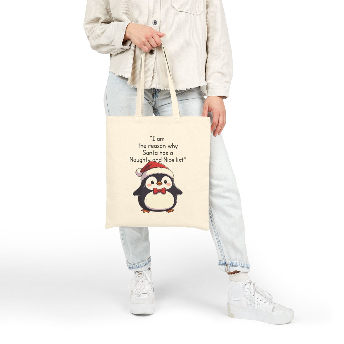 Chubby Penguin Mental Health Tote — Self-Care & Positivity Canvas Bag