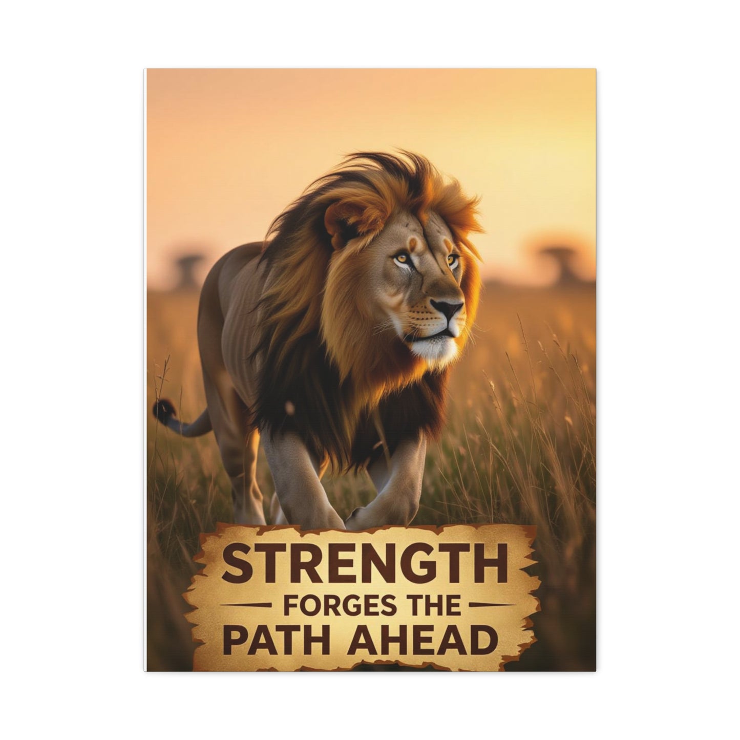 Inspirational Lion Canvas Print, Strength Motivational Wall Art, Home Decor, Lion Artwork, Gift for Nature Lovers, Leadership Inspiration