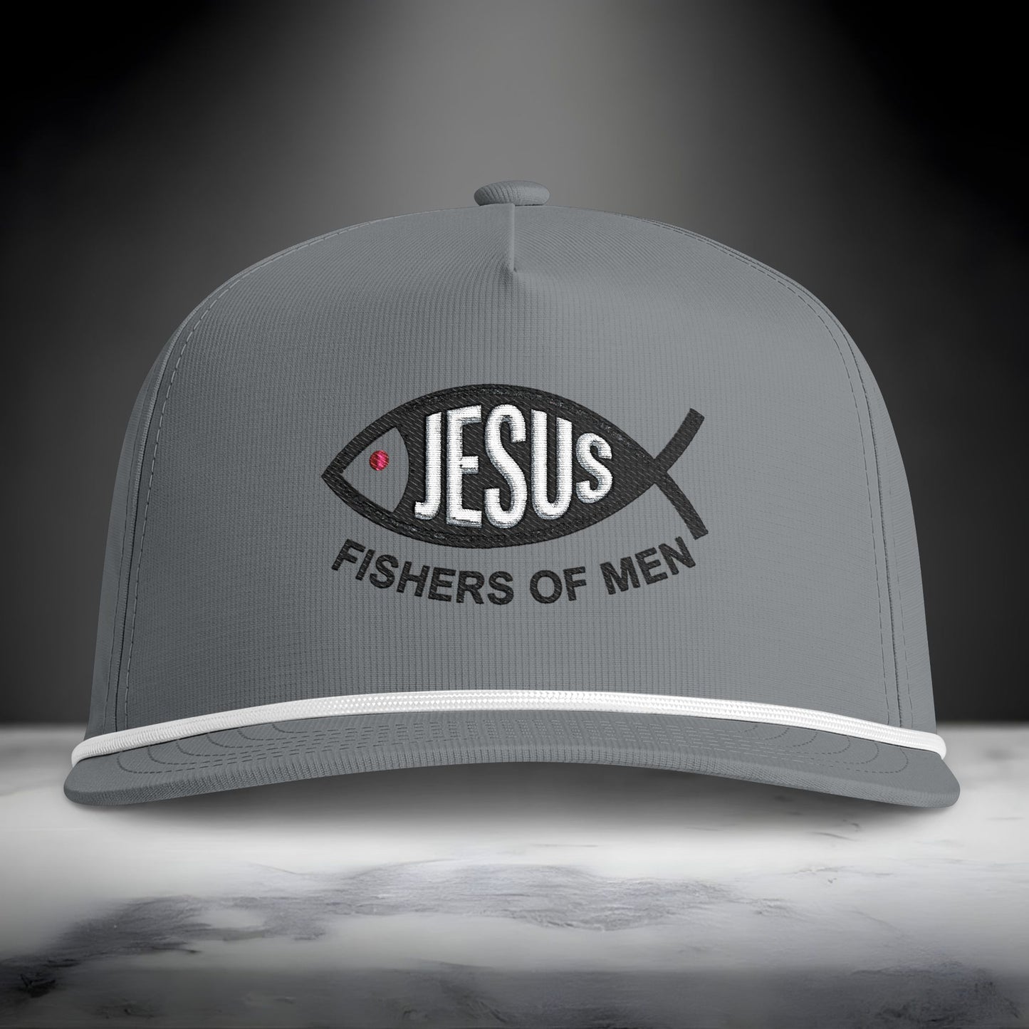 Jesus Fishers of Men Embroidered Performance Rope Cap | Premium Christian Snapback Hat