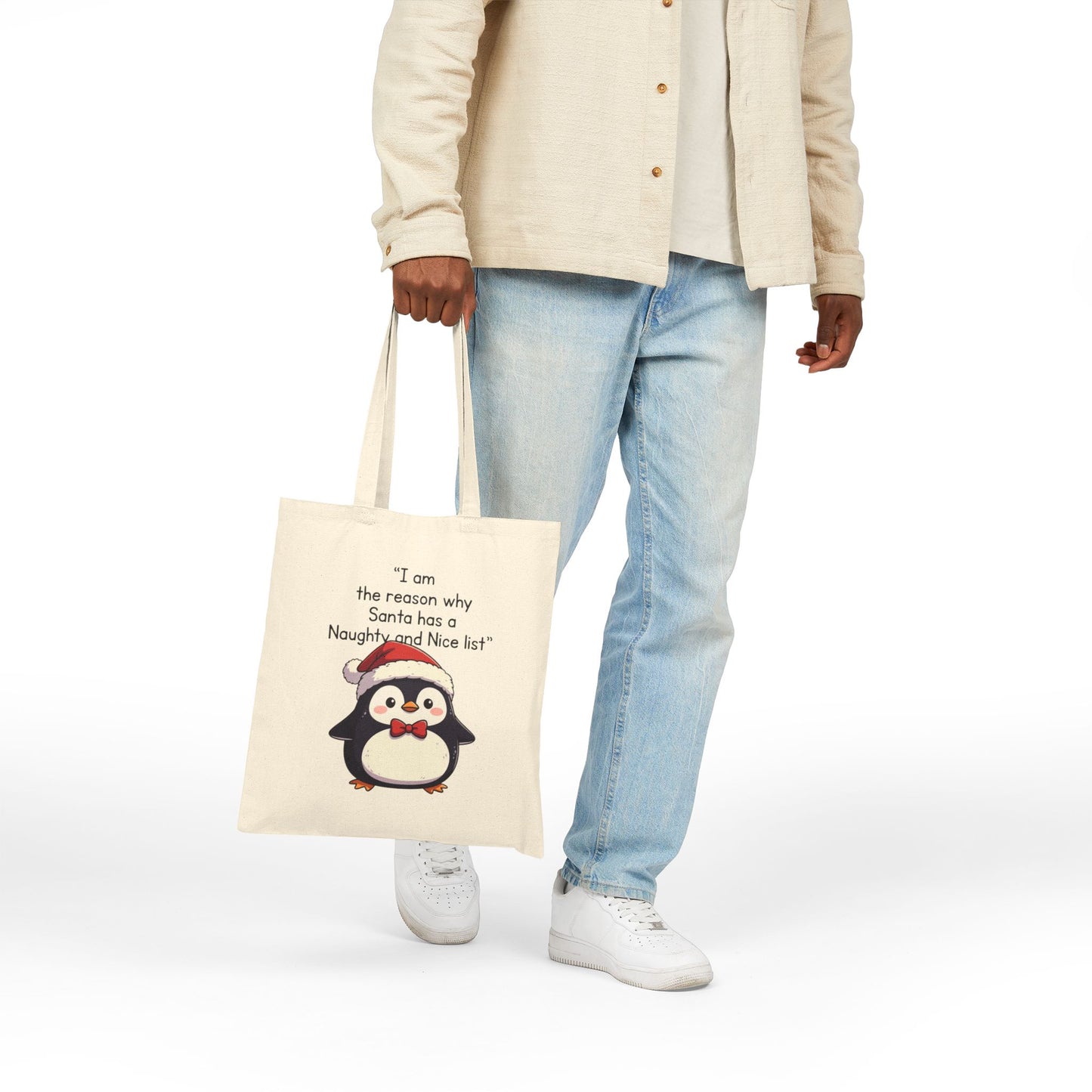 Chubby Penguin Mental Health Tote — Self-Care & Positivity Canvas Bag