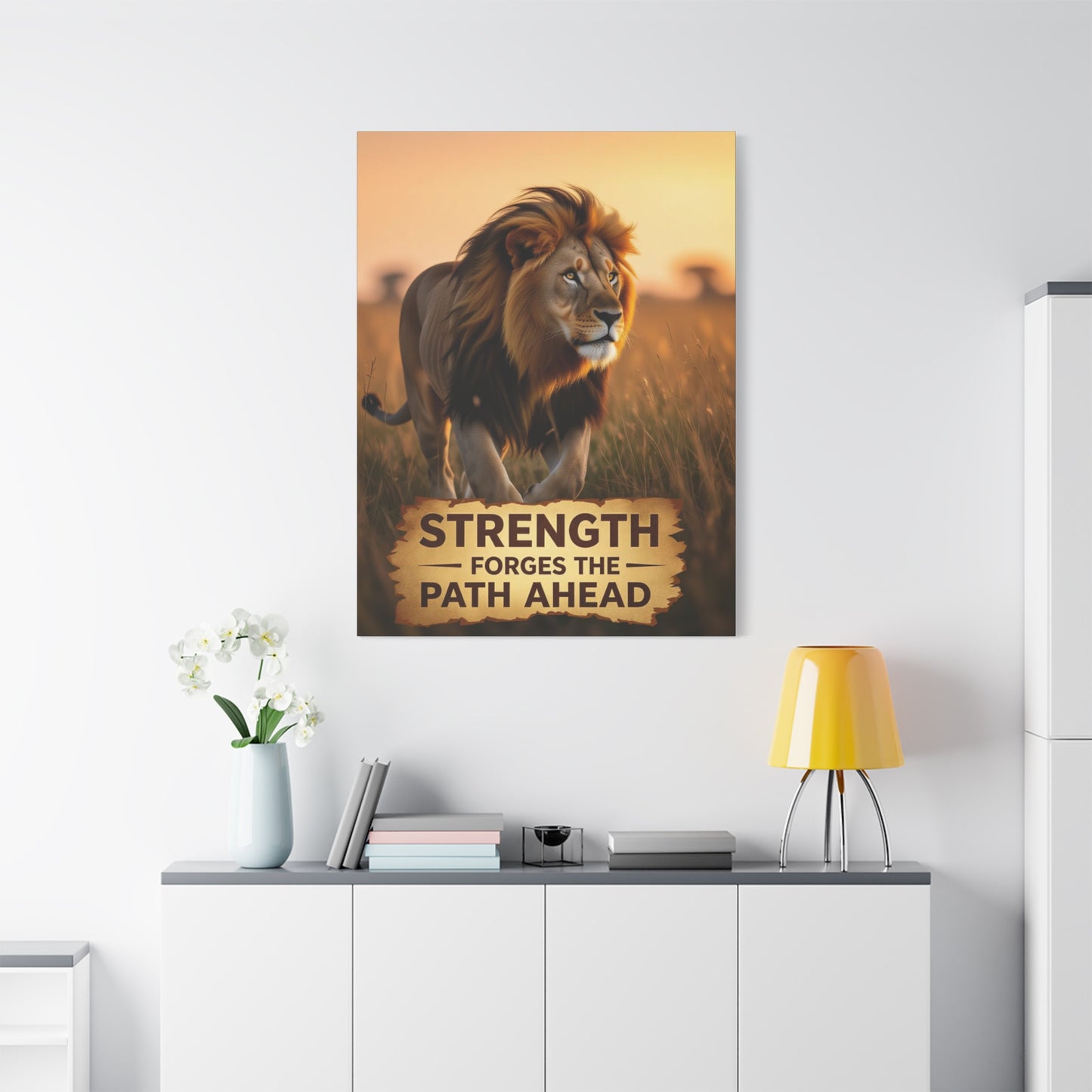 Inspirational Lion Canvas Print, Strength Motivational Wall Art, Home Decor, Lion Artwork, Gift for Nature Lovers, Leadership Inspiration