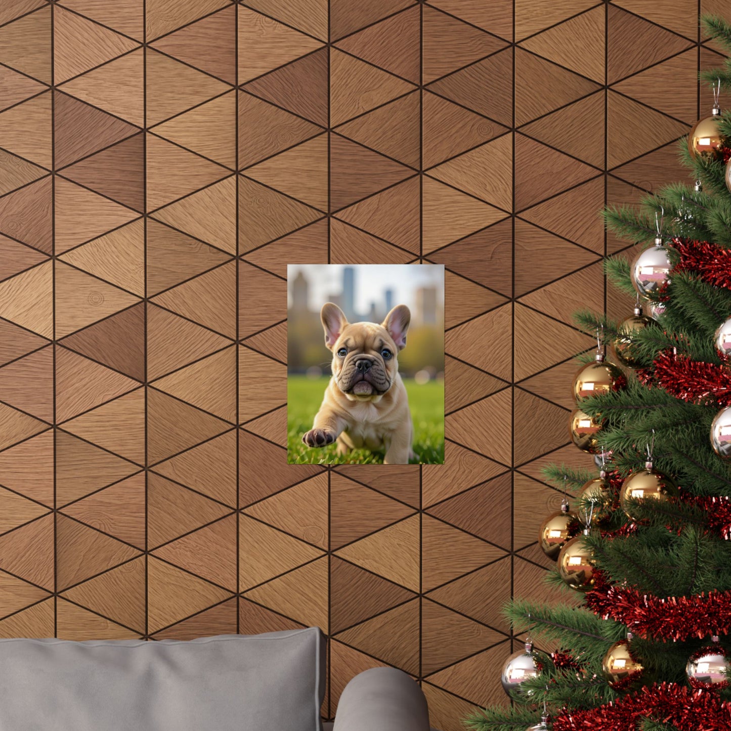 Vertical Poster - Cute Frenchie French Bulldog Running in the Park