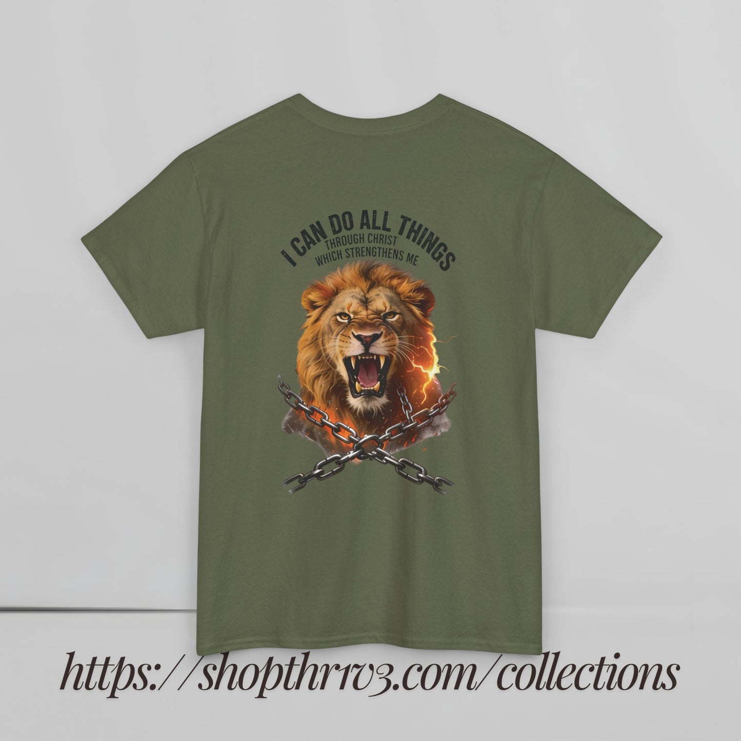 Christian Lion T‑Shirt – “I Can Do All Things” Inspirational Faith Tee