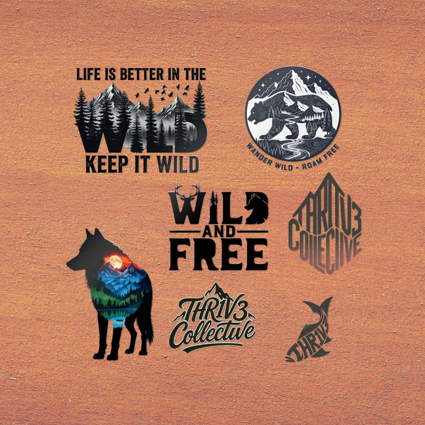 Wild & Free Die-Cut Sticker Pack — Outdoor Adventure Nature Designs (Keep It Wild)