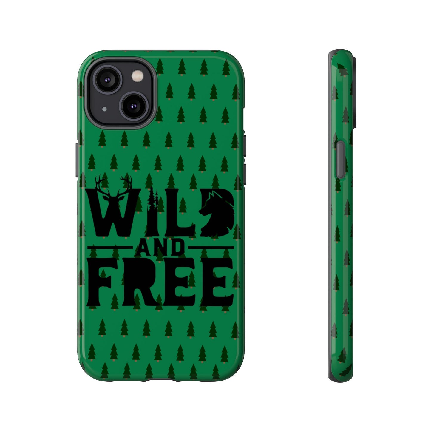 Wild and Free Bear Graphic Phone Case | Forest Pattern iPhone Case