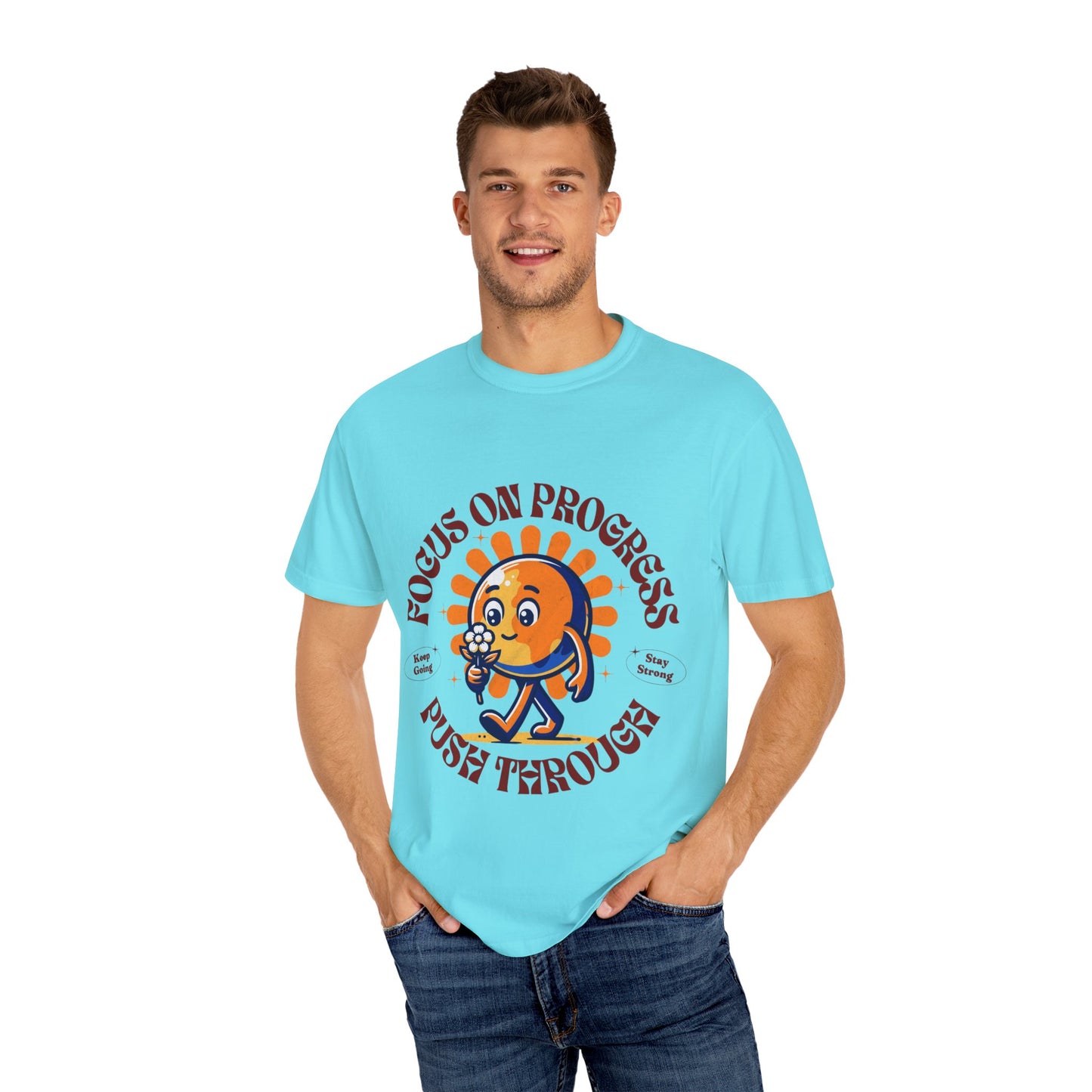 Motivational Unisex T-Shirt - "Focus on Progress, Push Through"