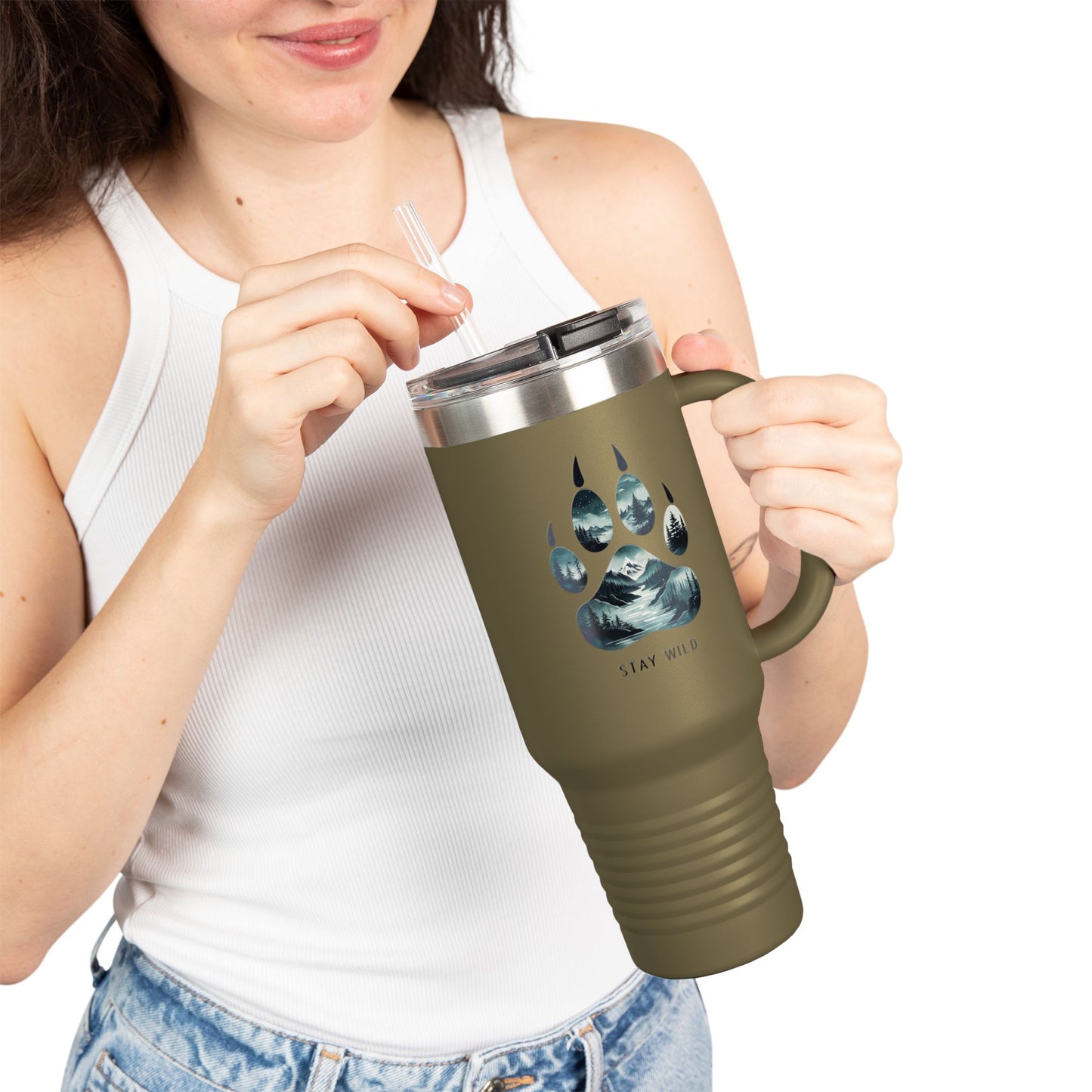 Stay Wild Insulated Travel Mug | 40oz Adventure Coffee Cup | Perfect for Nature Lovers, Camping, Road Trips, Gifts