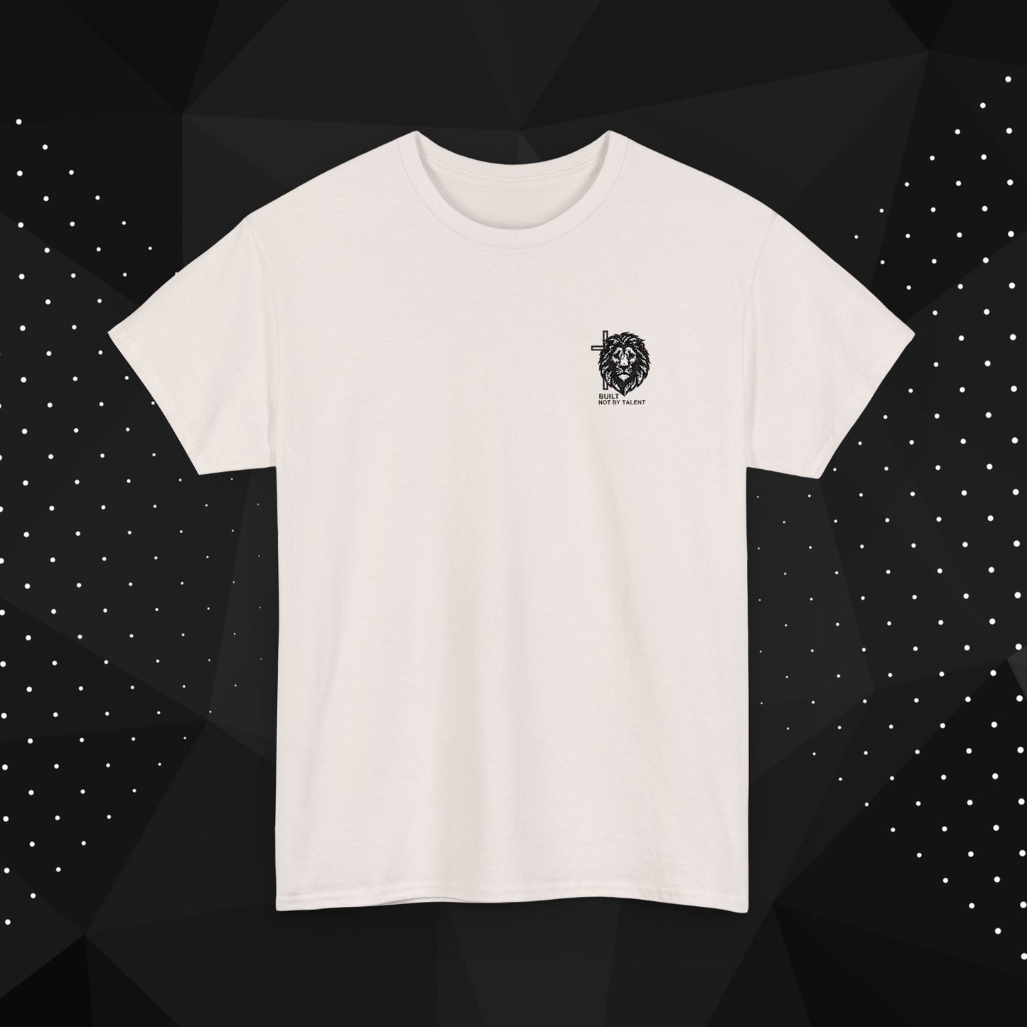 Lion Crest Graphic Tee — Small Chest Emblem, Minimalist Animal T-Shirt (Embroidery)