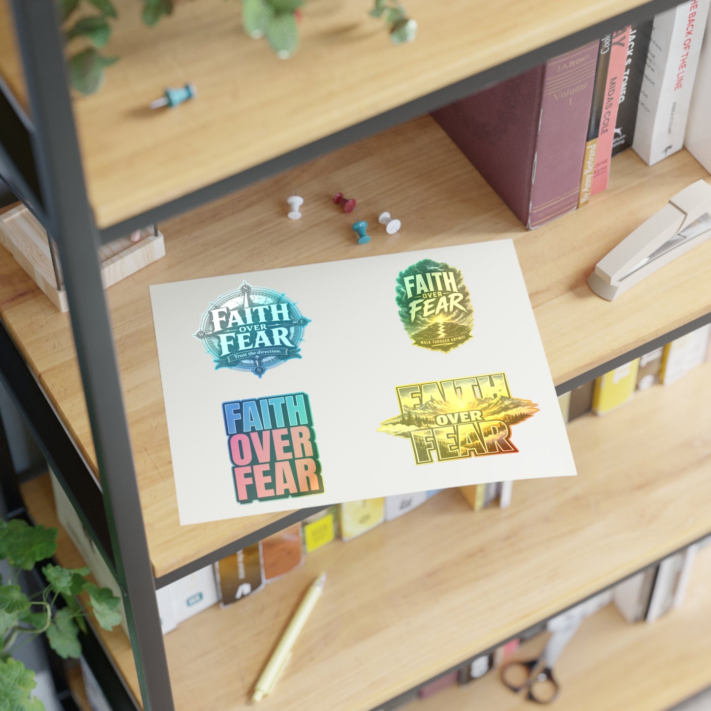 Faith Over Fear Sticker Sheet — Inspirational Christian Stickers for Journals, Water Bottles & Gifts
