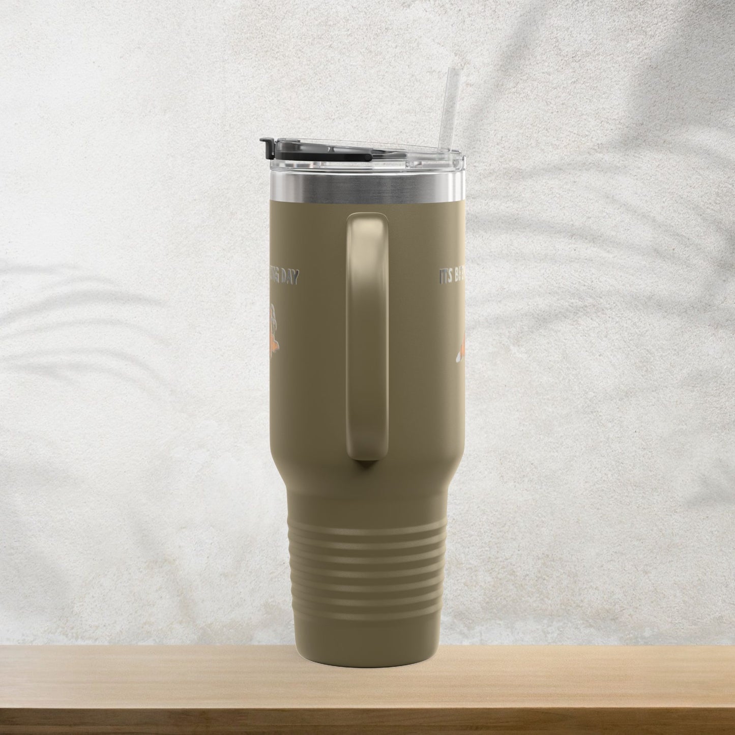 “It’s Been a Long Day” Tired Bulldog 40oz Travel Mug – Cute Funny Puppy Design for Coffee Lovers