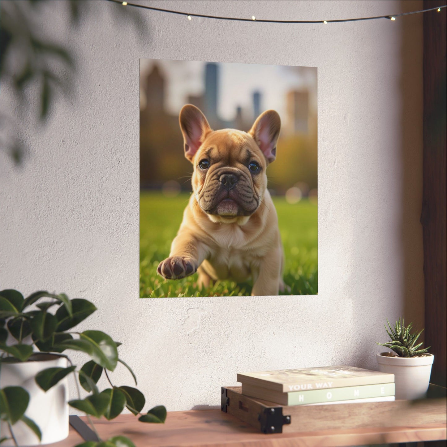 Vertical Poster - Cute Frenchie French Bulldog Running in the Park