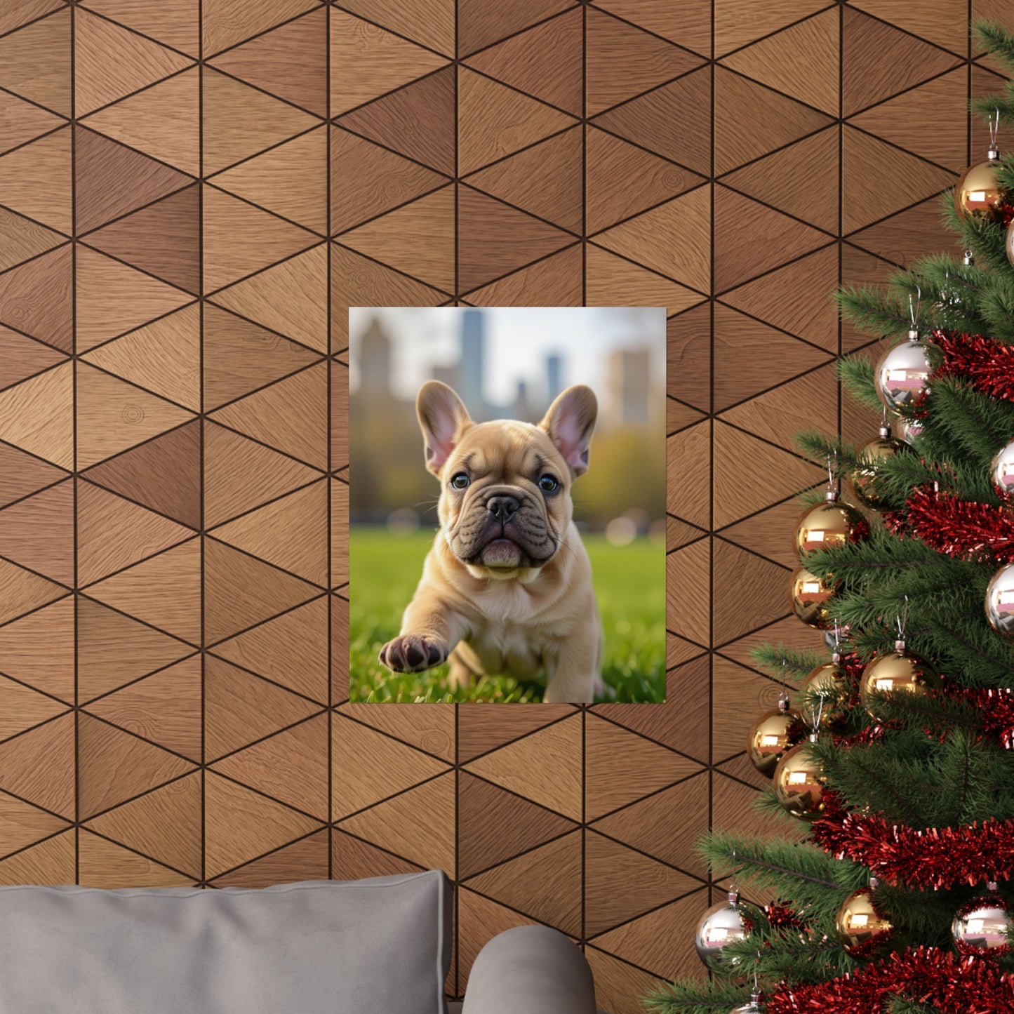 Vertical Poster - Cute Frenchie French Bulldog Running in the Park