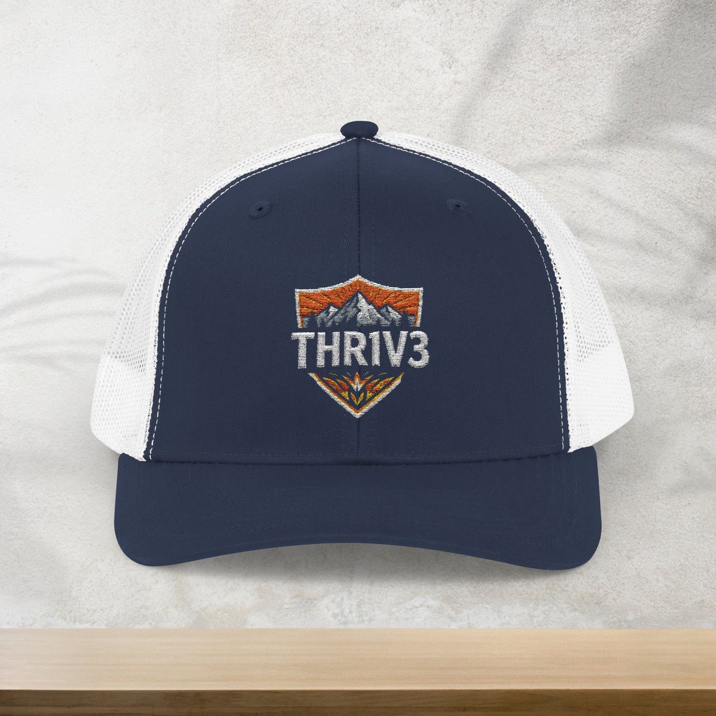 THR1V3 Outdoors – Mountain Trucker Hat - Custom Embroidered Cap