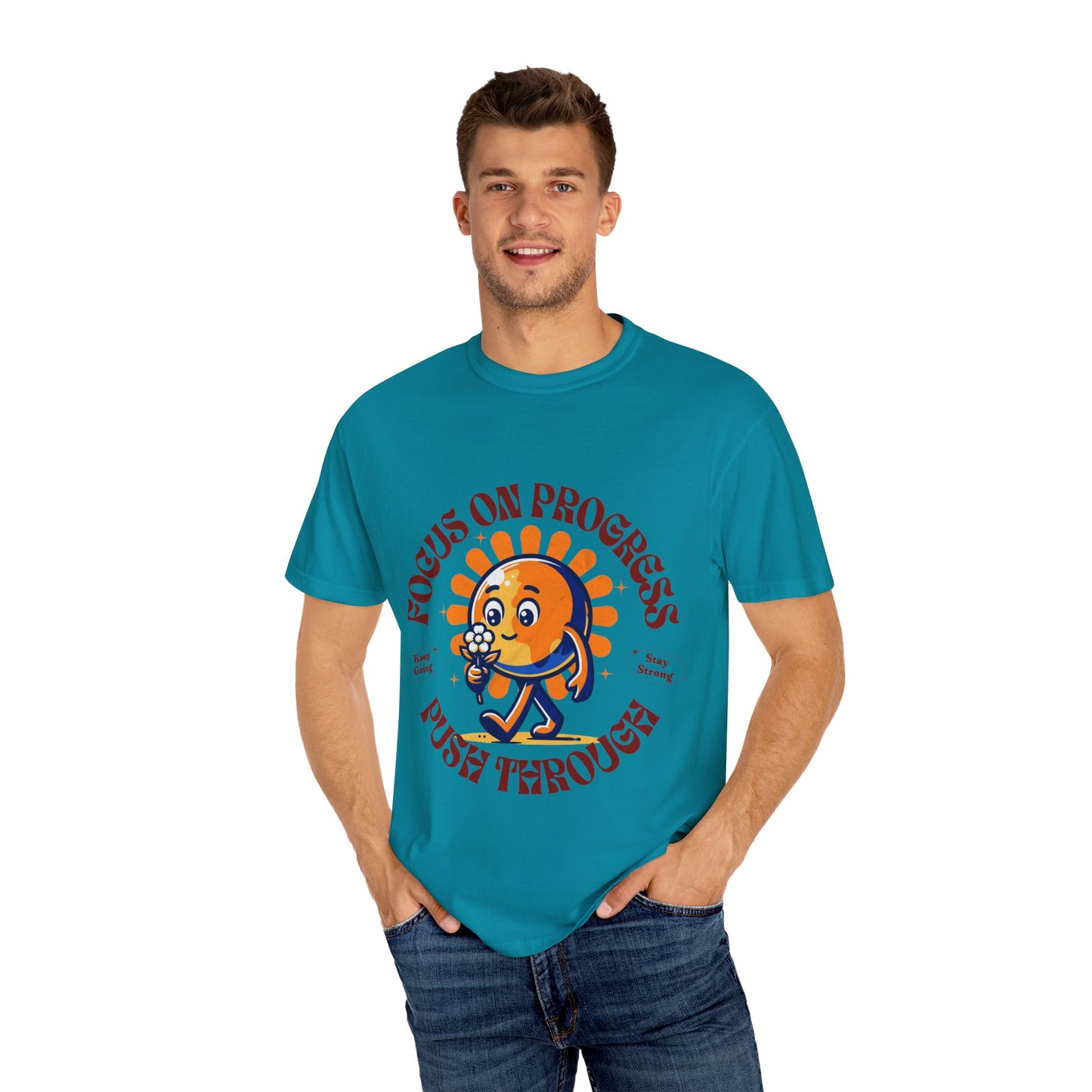 Motivational Unisex T-Shirt - "Focus on Progress, Push Through"