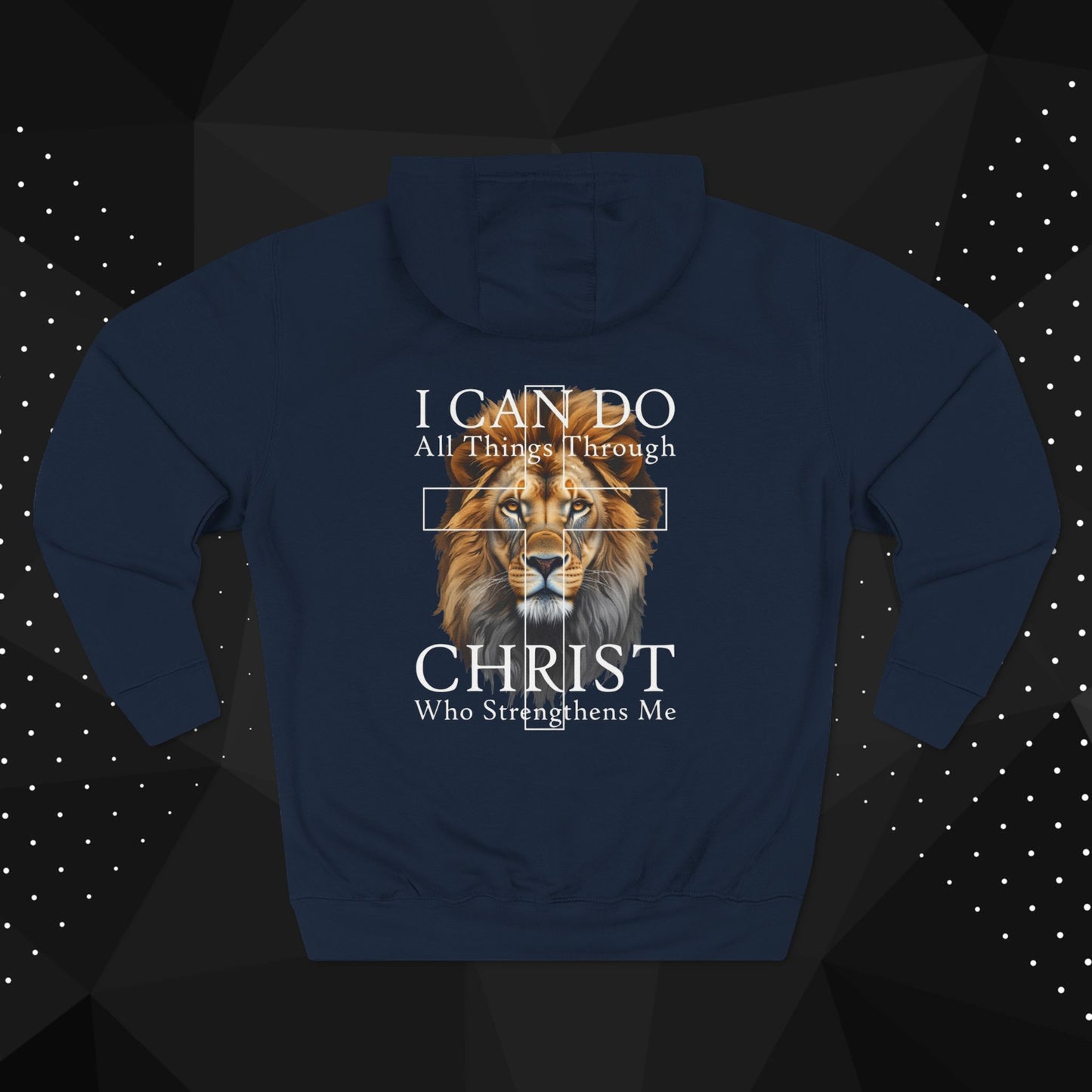 Christian Lion Hoodie — "I Can Do All Things Through Christ" Fleece Pullover