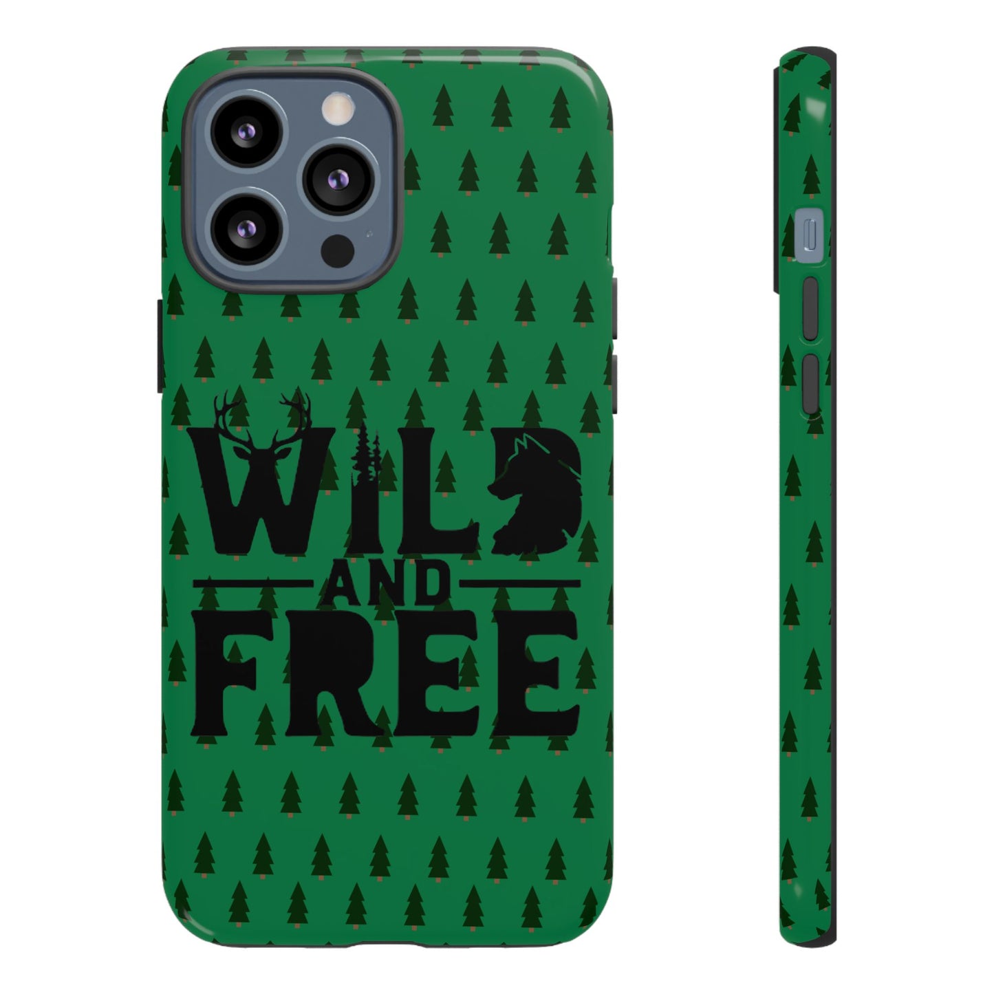 Wild and Free Bear Graphic Phone Case | Forest Pattern iPhone Case