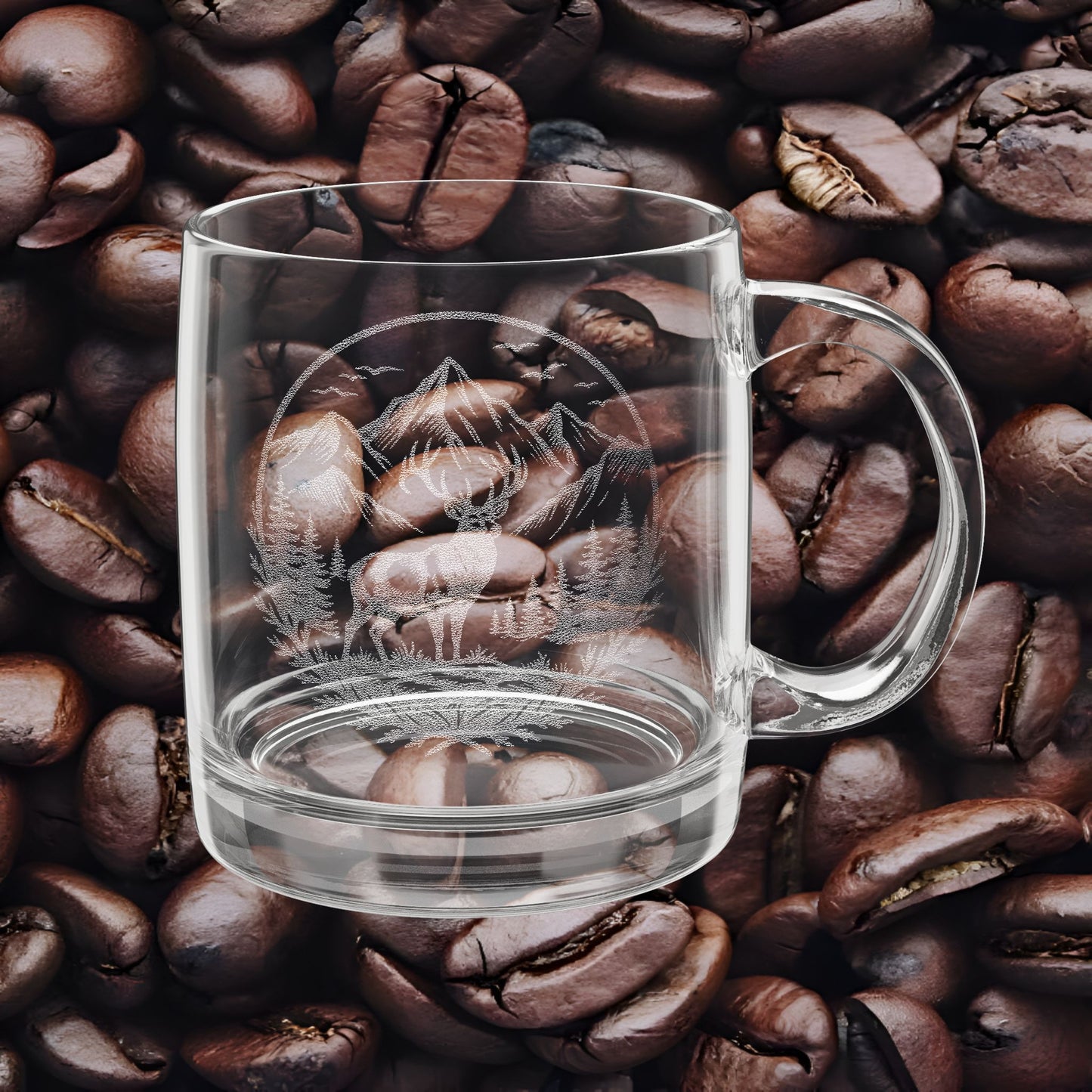 Glass Coffee Mug (Engraved) Majestic Elk Wilderness