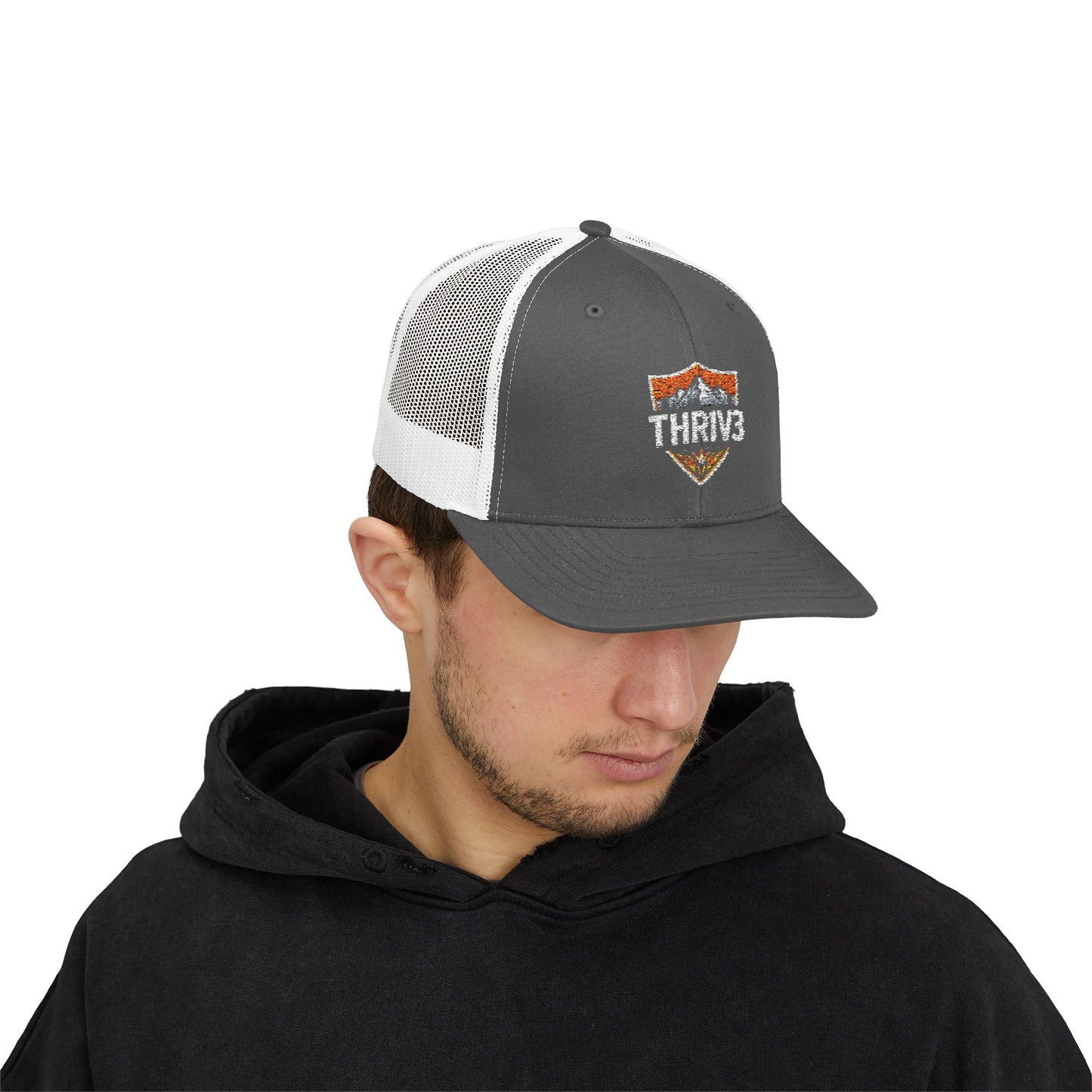THR1V3 Outdoors – Mountain Trucker Hat - Custom Embroidered Cap
